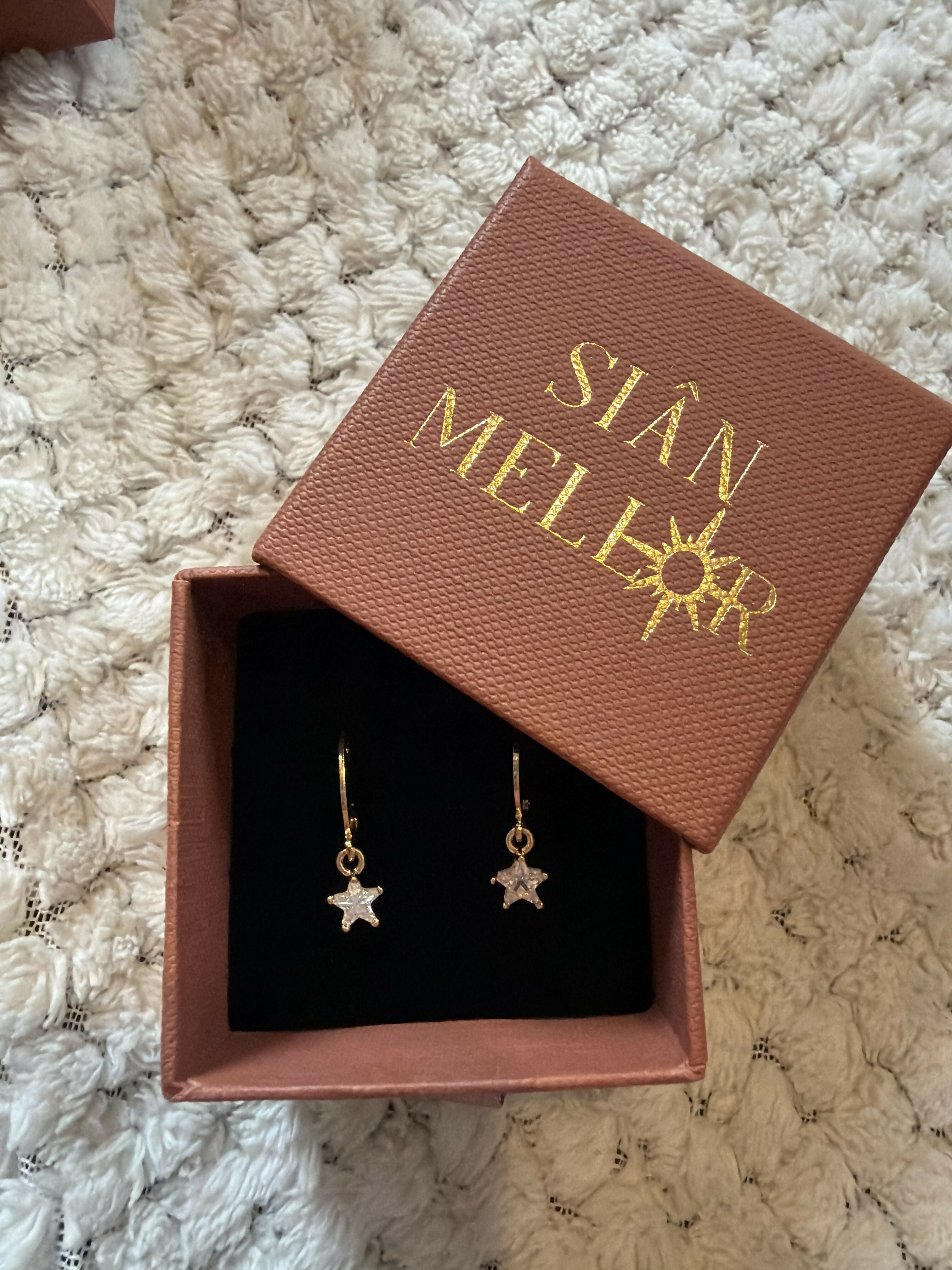 Dainty Star Huggie Hoops Clear