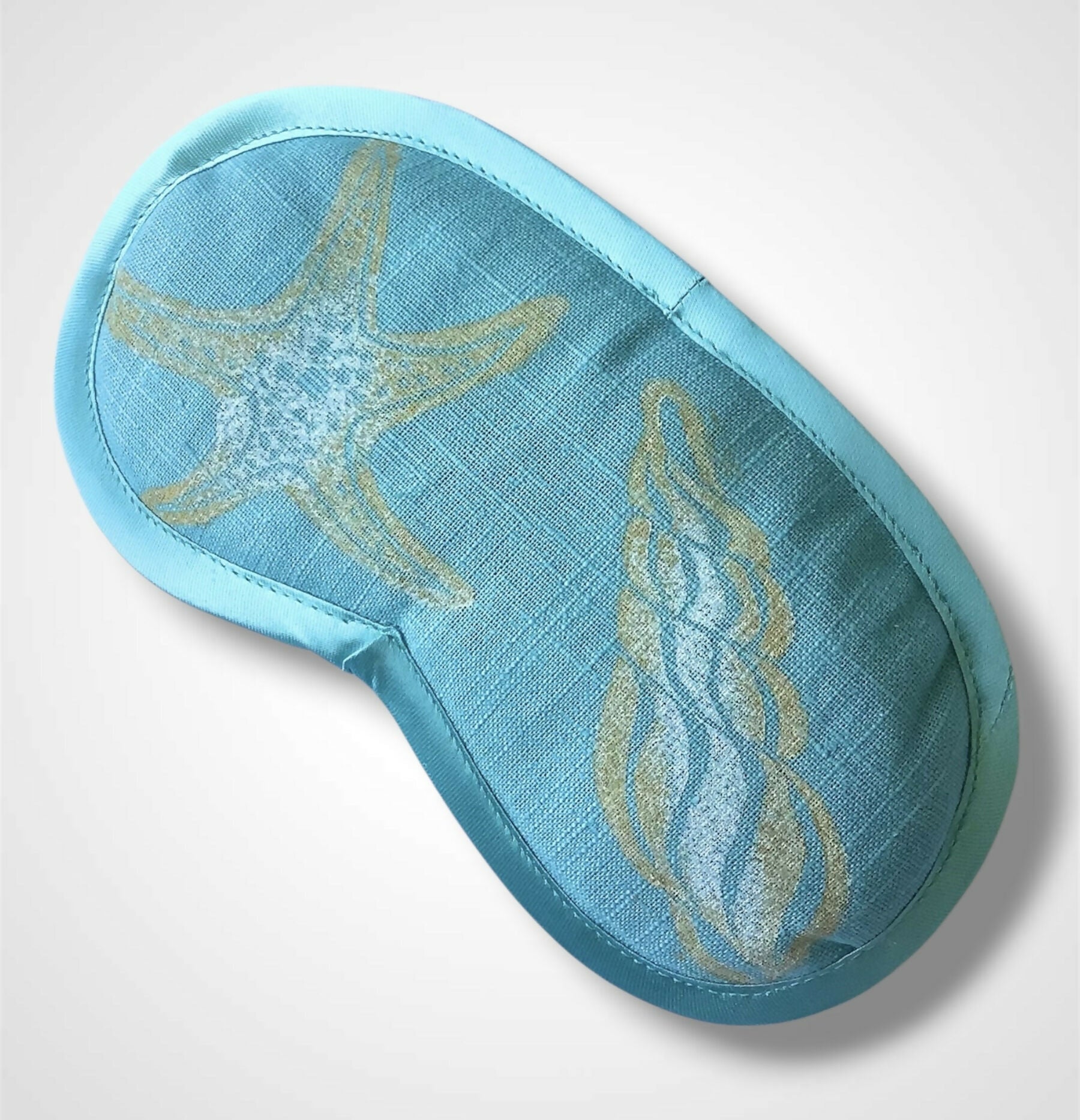 Sky Blue Sea Shells Linen Lavender Infused Eye Mask