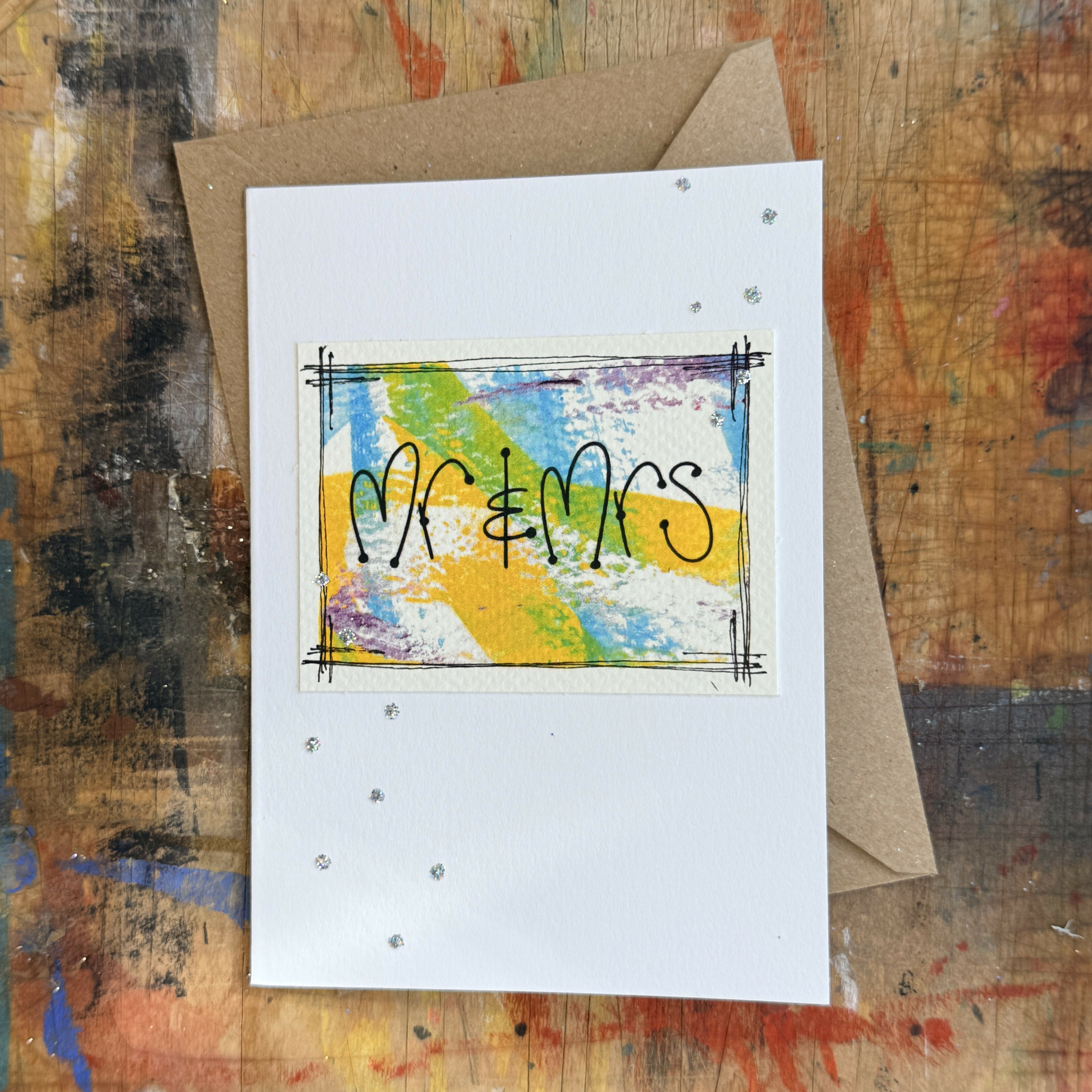 Abstract Mr & Mrs Card in Blue