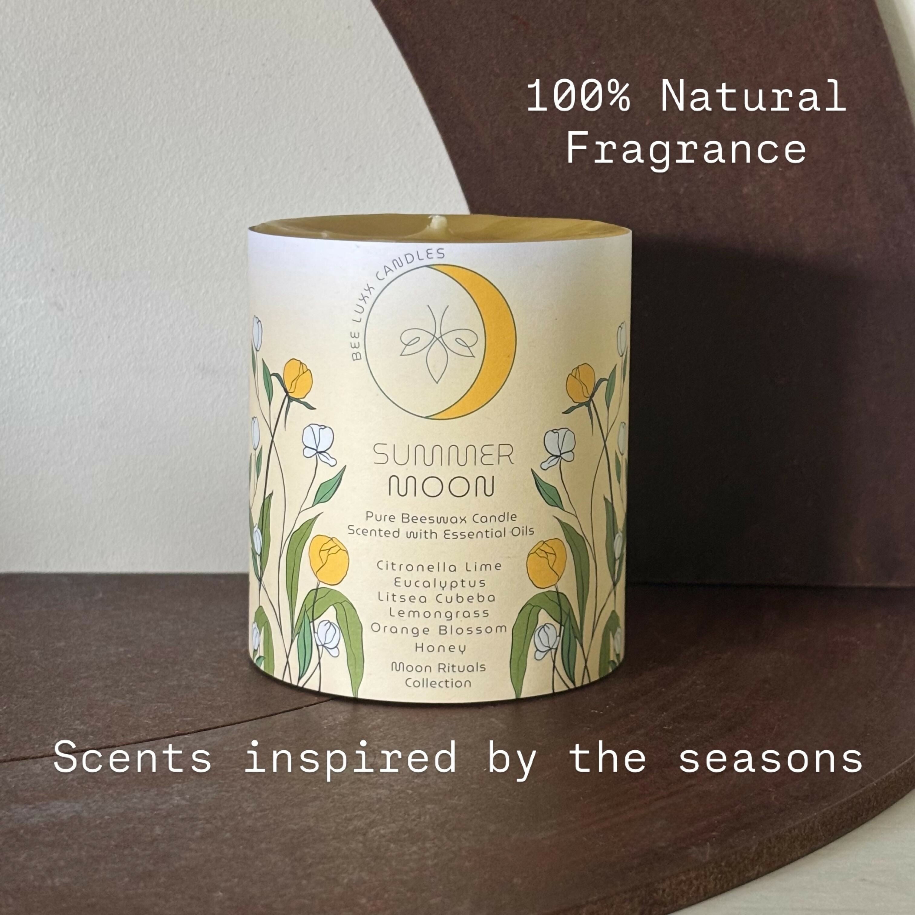 Summer Moon - 100% Natural Essential Oil & Beeswax Pillar Candle