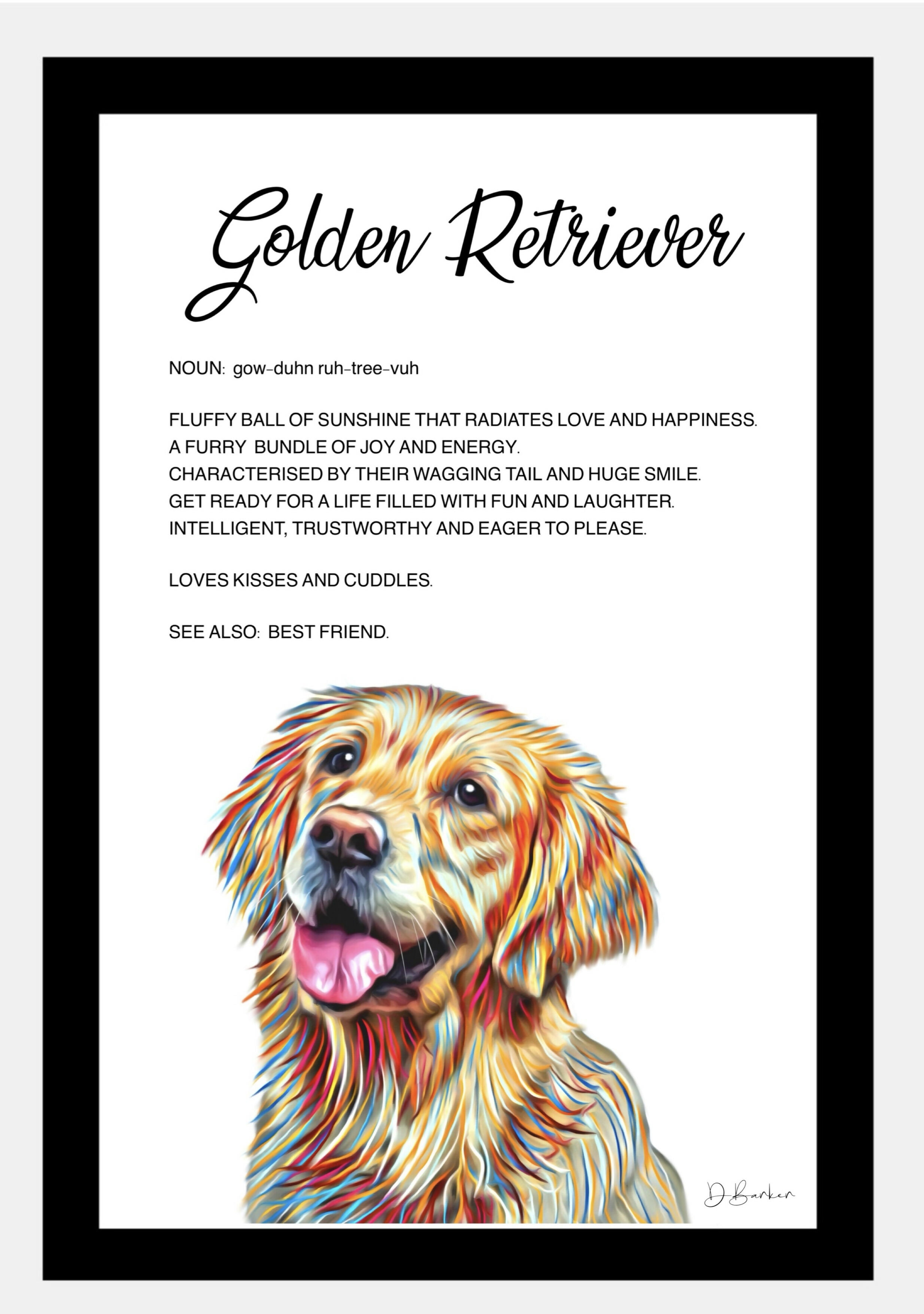 Golden Retriever - Definition Quote - Framed Artwork.