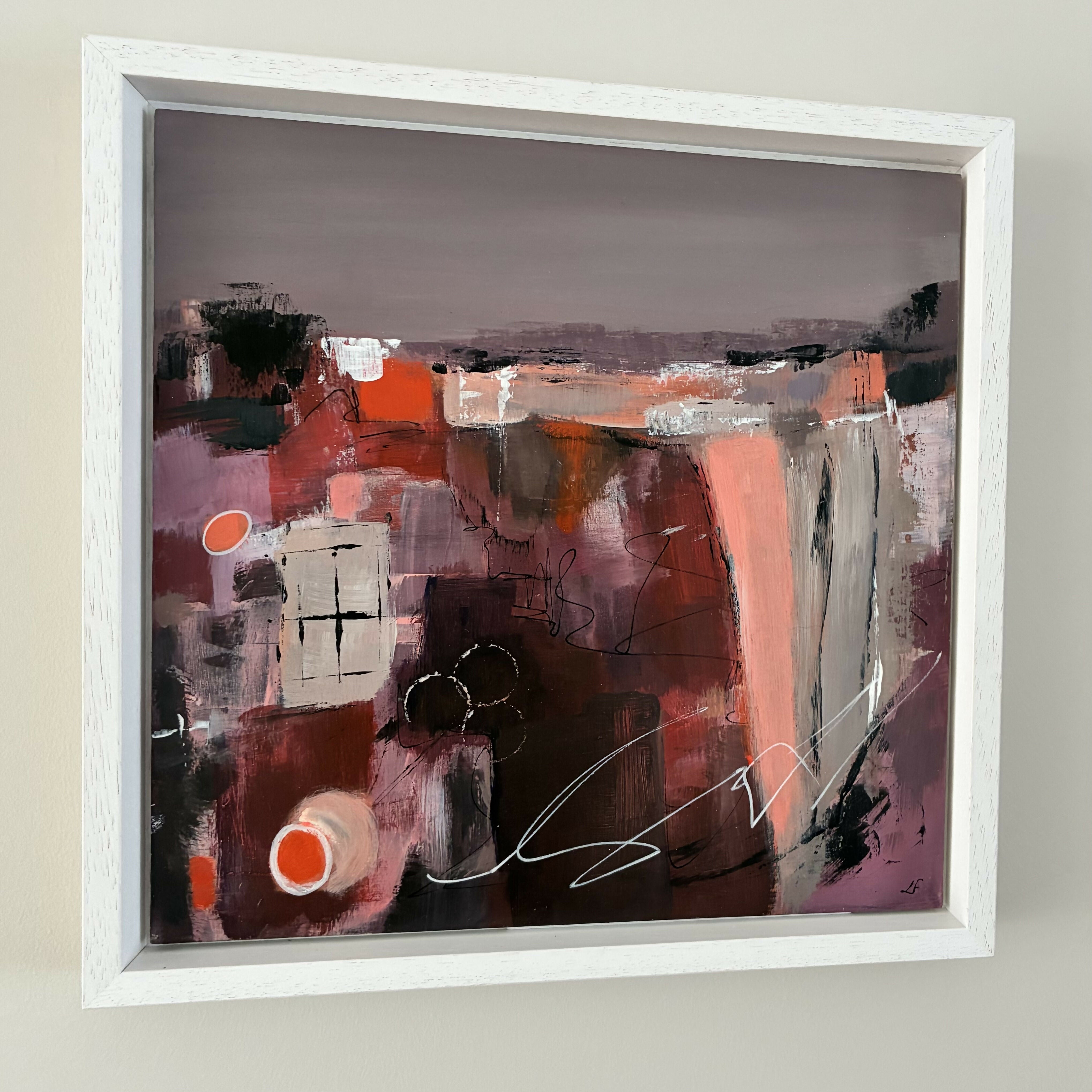 Abstract Landscape Acrylic painting on wood panel in tray frame-'Take it to the Top'