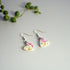 Pink Floral Heart Dangle Earrings - Handmade Polymer Clay - Polly Plant
