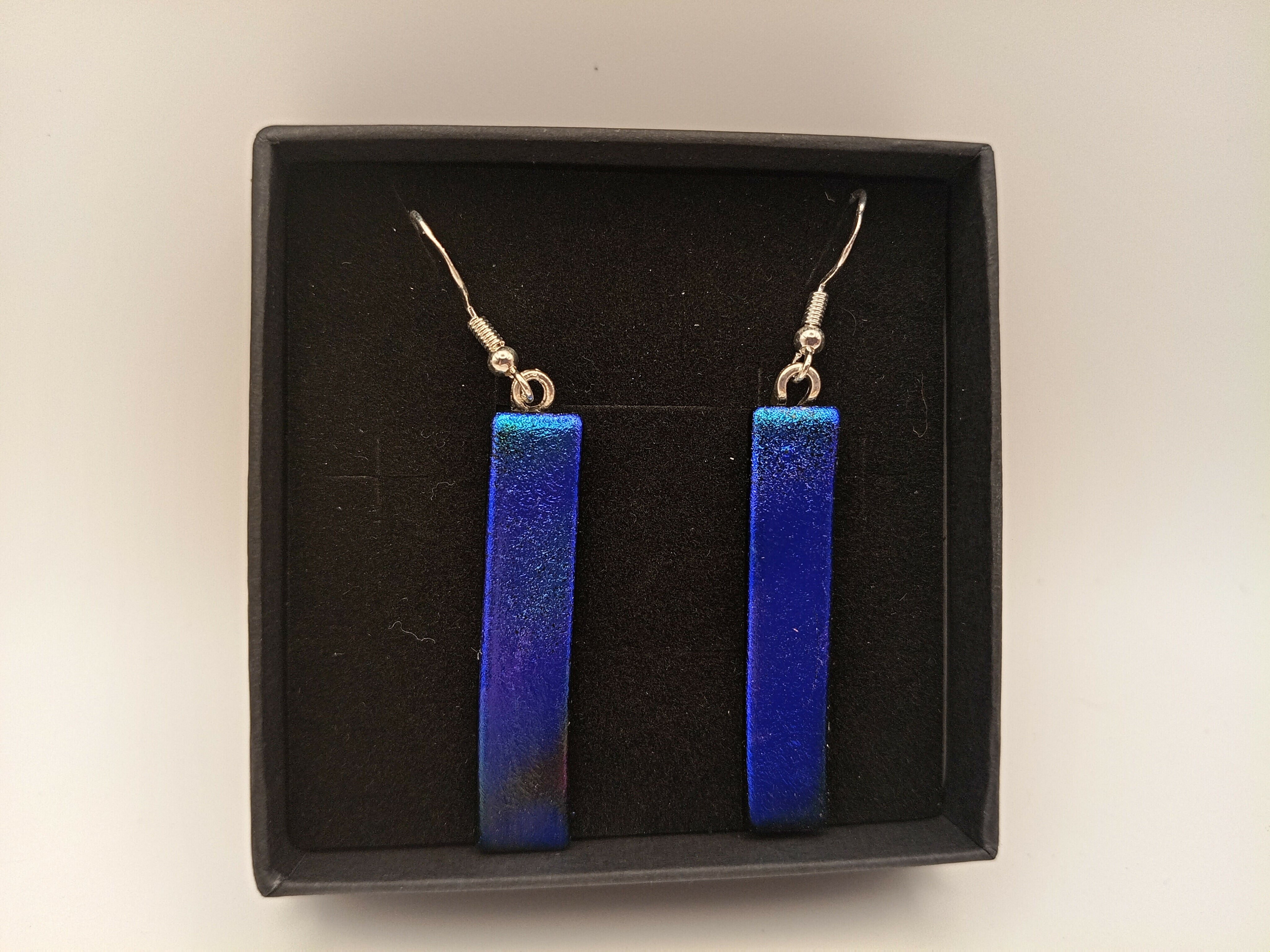 Blue and Purple Dichroic Earrings