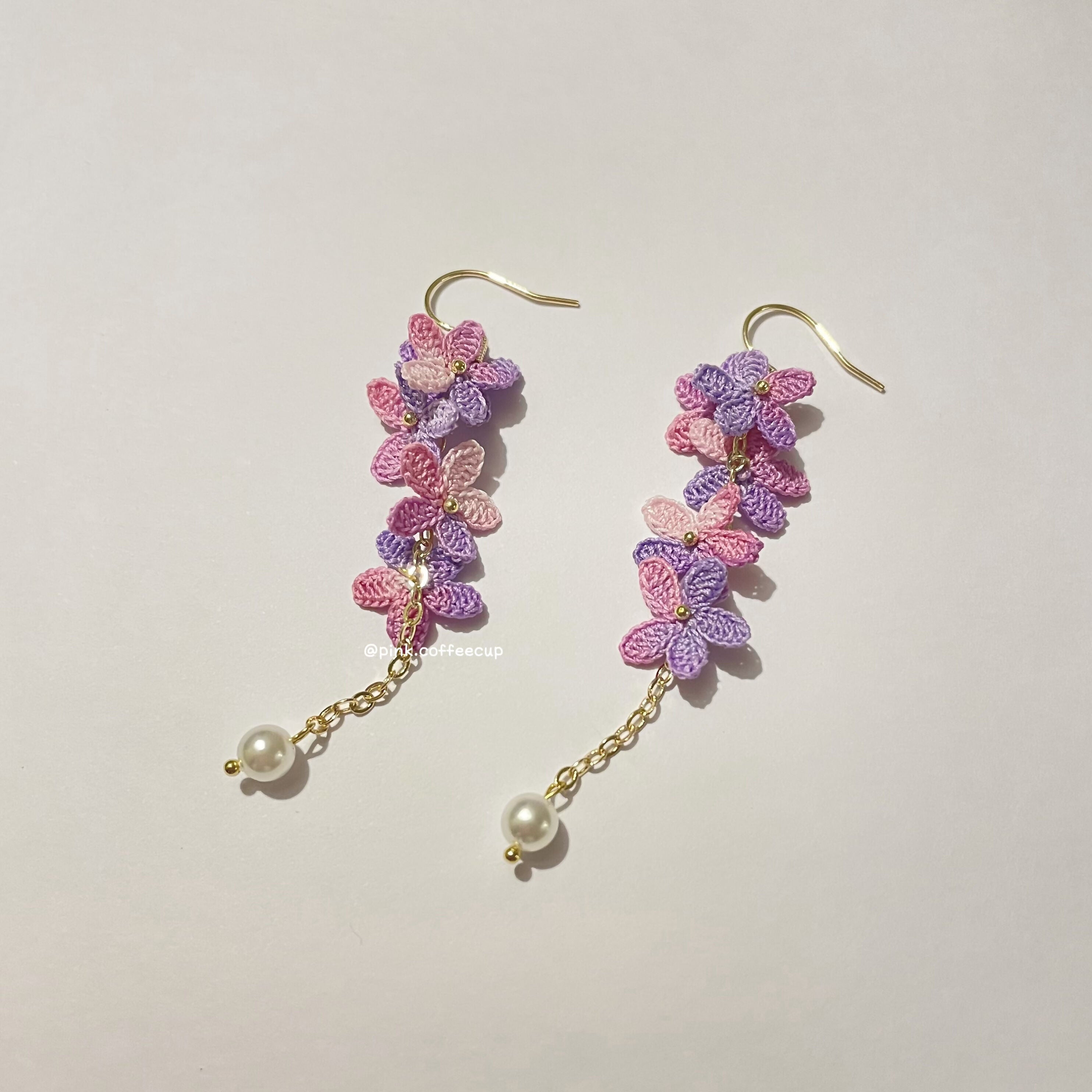 Micro Crochet Flowers Drop and Dangle Earrings