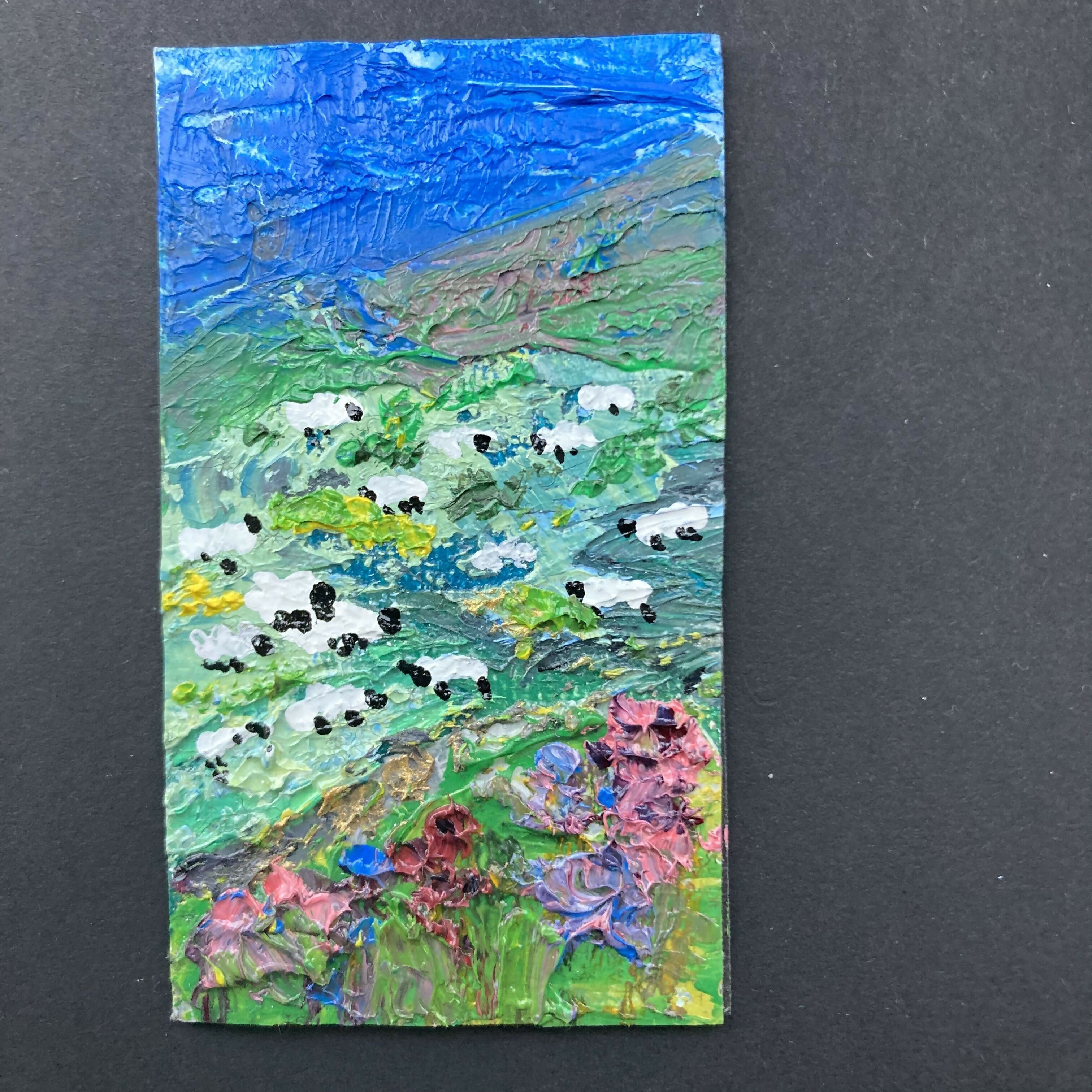 Flock Of Sheep Oil Painting Mini Canvas Fridge Magnet