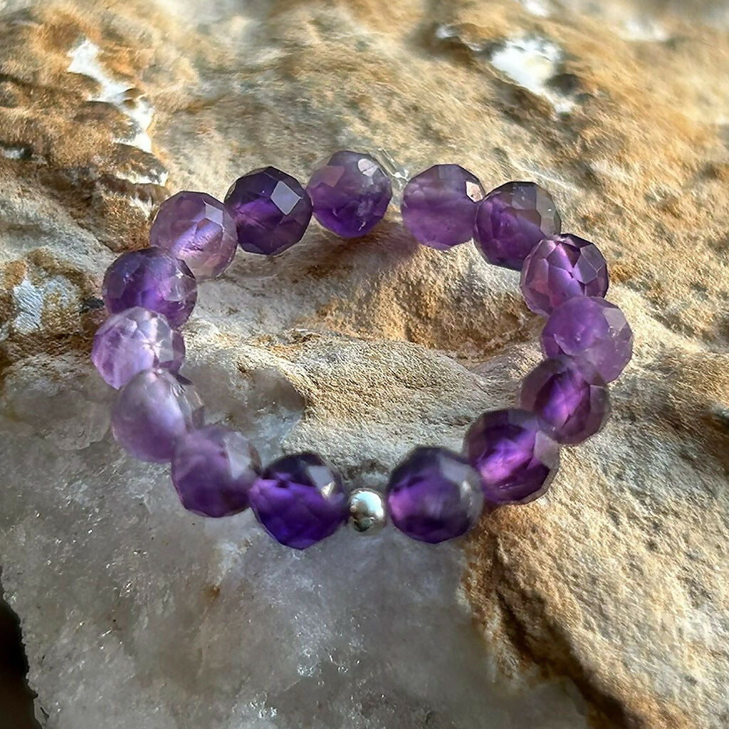 Amethyst Beaded Stretch Ring