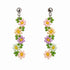 Handmade Beaded Dangle Earrings - Mediterranean Flowers, Colourful Festival Accessory