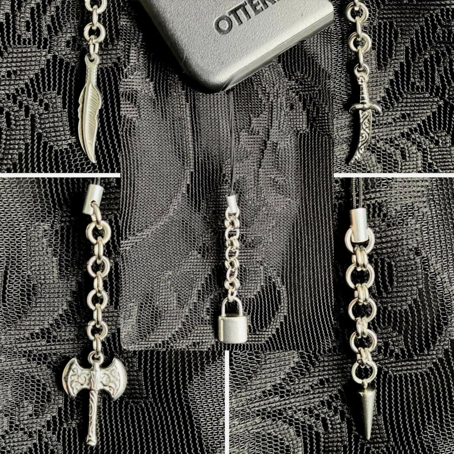 CHAINMAIL PHONE CHARMS - STAINLESS STEEL