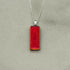 Red Dichroic Fused Glass Pendant with Silver Plated Chain - Handmade by Jade Tapson Glass.