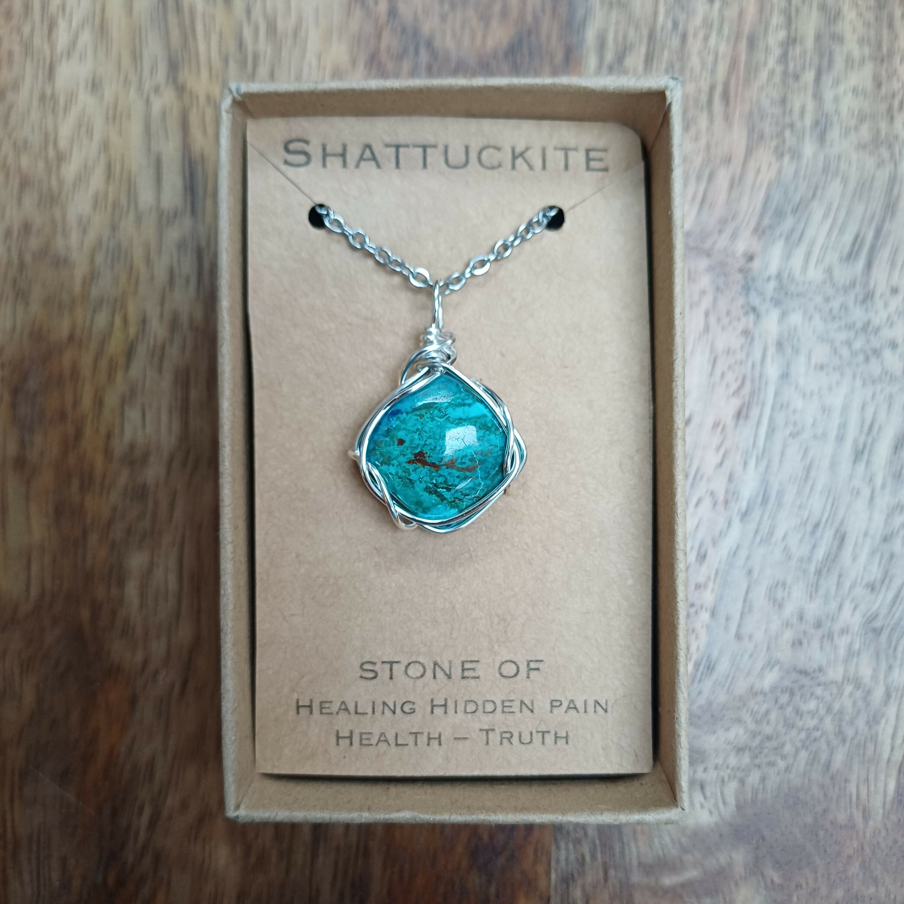 Shattuckite Wire Wrapped Pendant