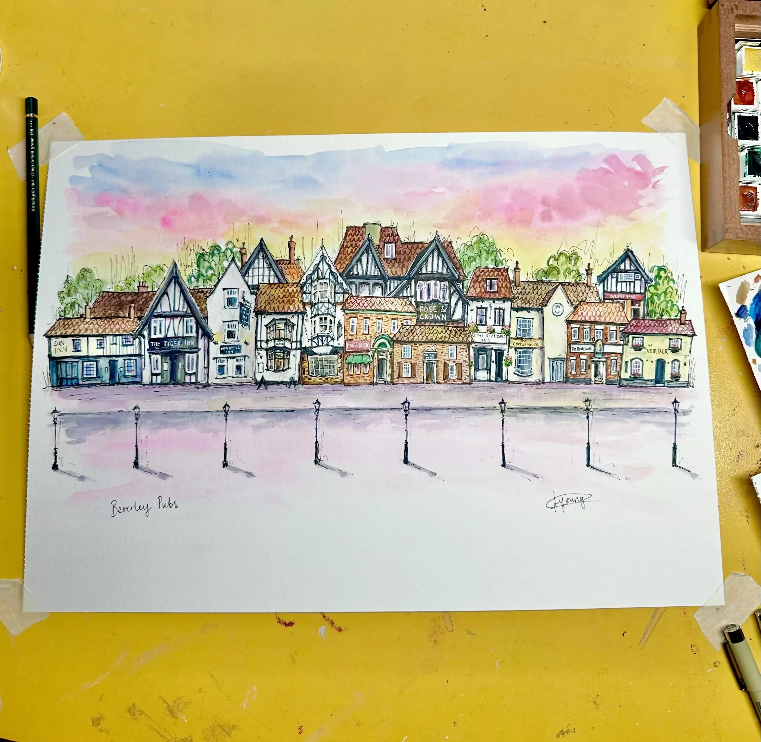Original Artwork Beverley Pubs
