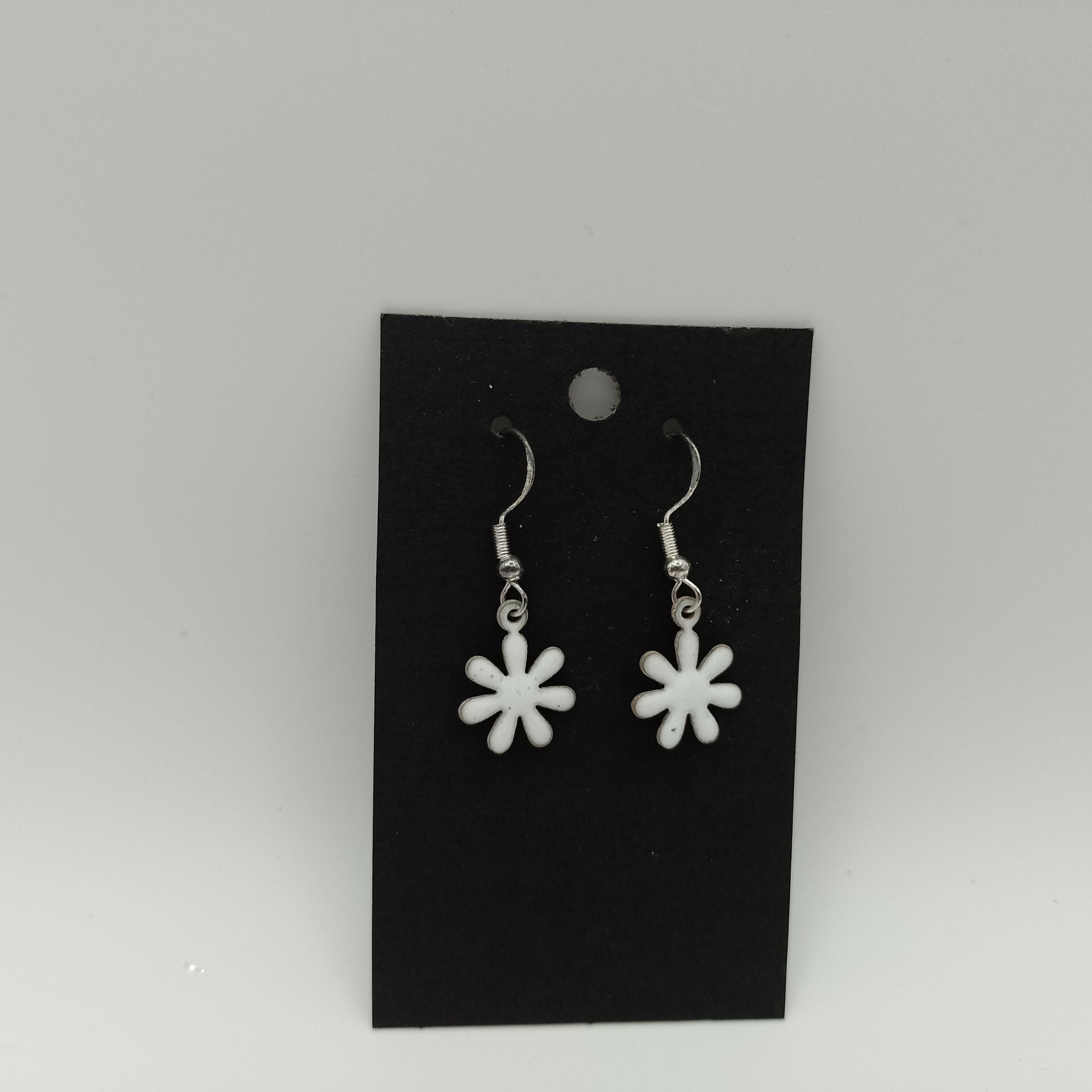 White Daisy Enamel Earrings