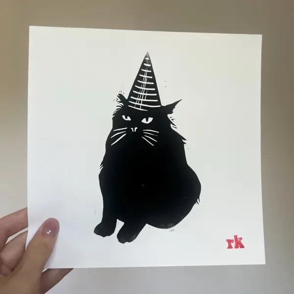 Lino Printed Artwork - Party Pooper