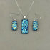 Green & Blue Raindrop Dichroic Glass Necklace and Earrings Set - Sterling Silver, Handmade by Jade Tapson Glass