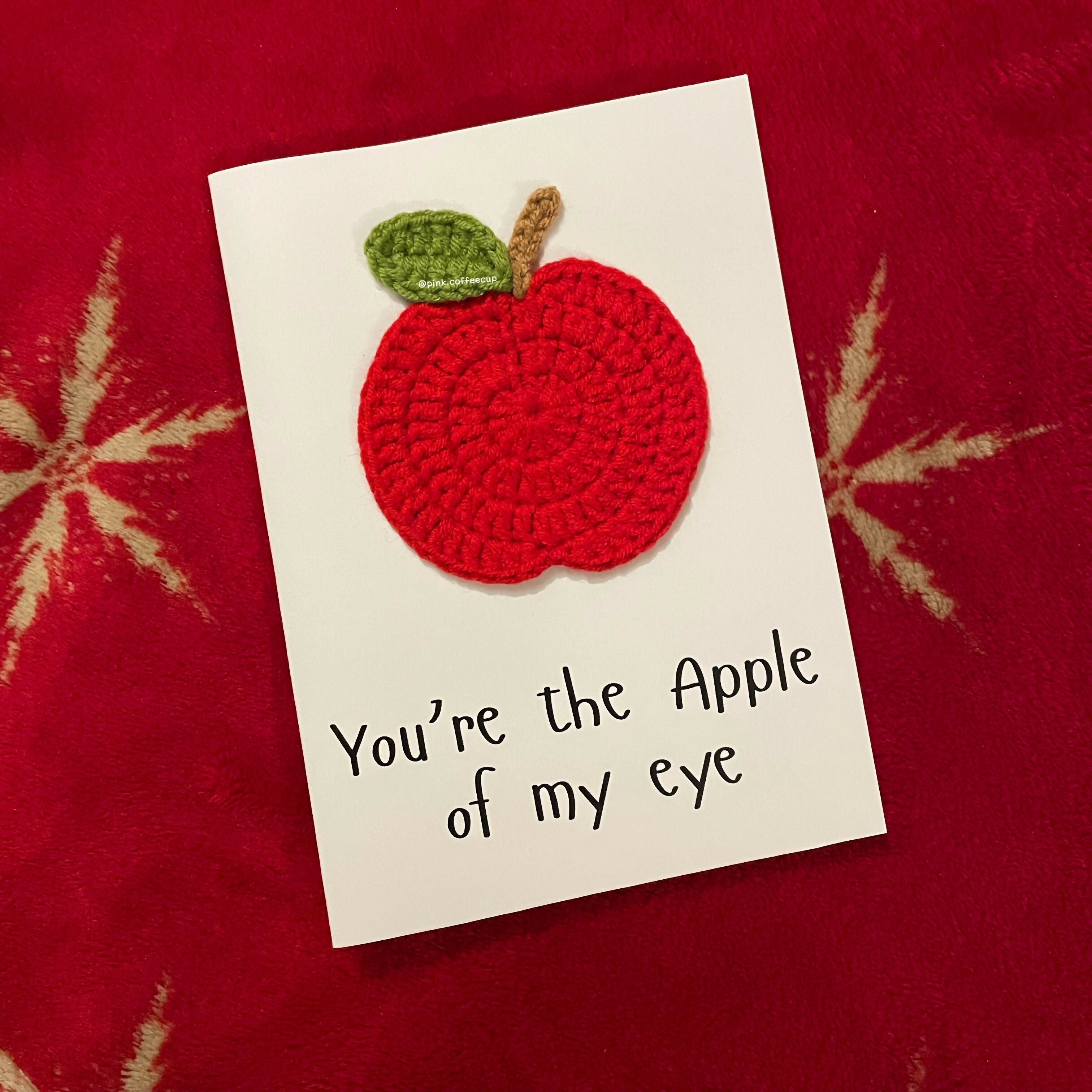 Crochet Handmade Greeting Card - You’re the Apple of My Eye