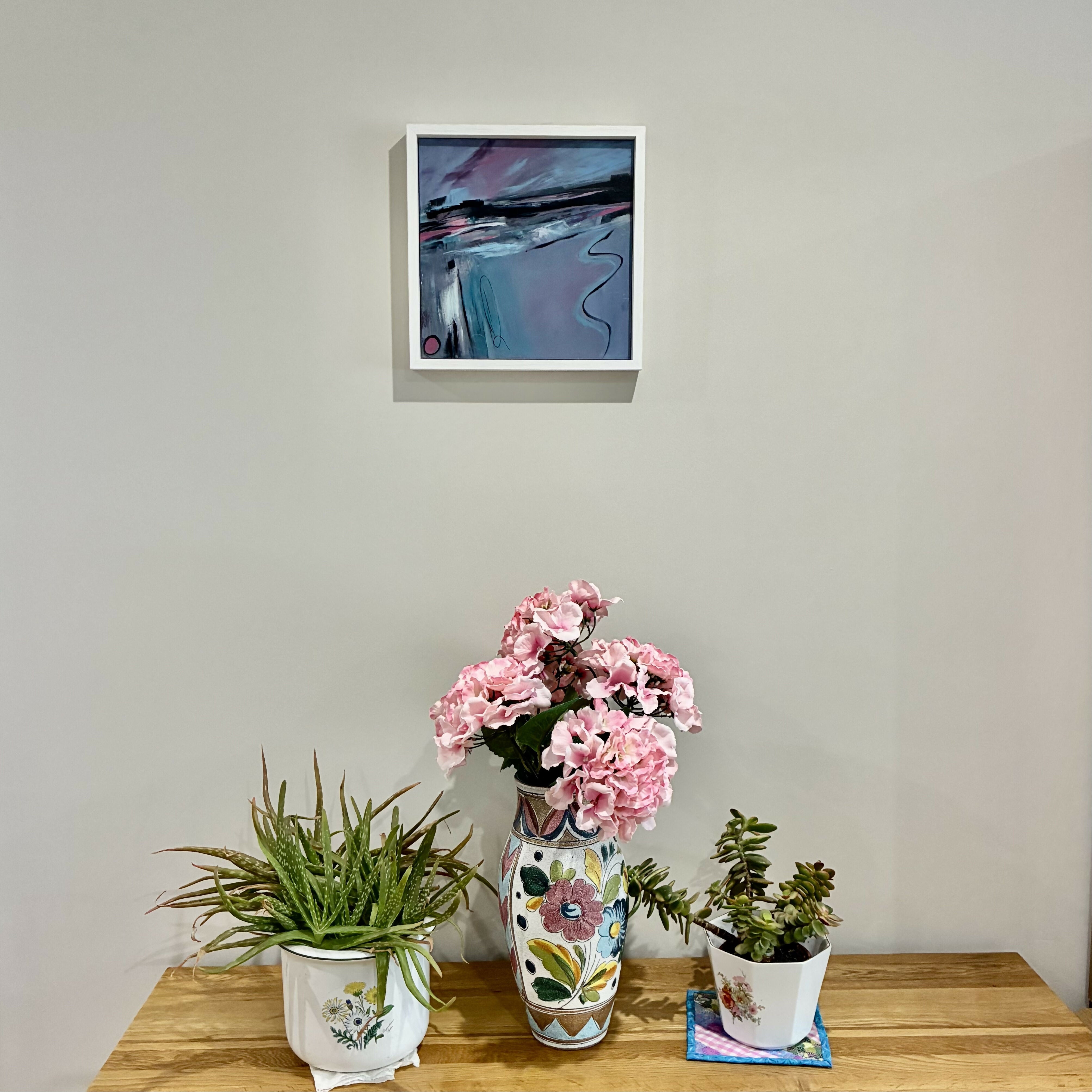 Abstract Landscape Acrylic Painting on wood panel in tray frame- 'Horizon'