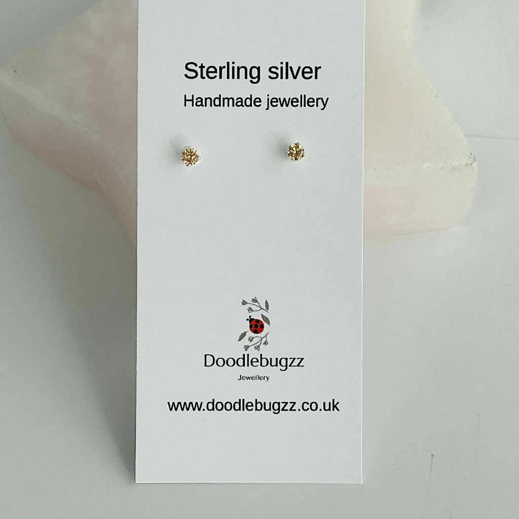 Sterling Silver Cubic Zirconia Stud Earrings 3mm
