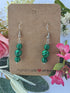 Malachite Wire Wrapped Crystal Bead Earrings