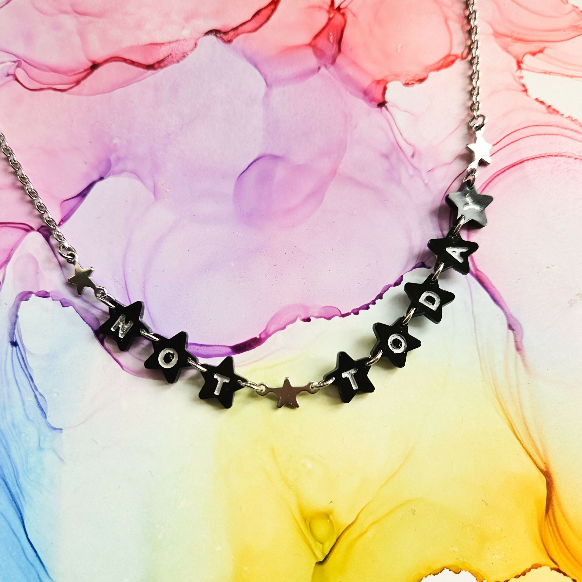 Handmade Not Today Words Resin Necklace