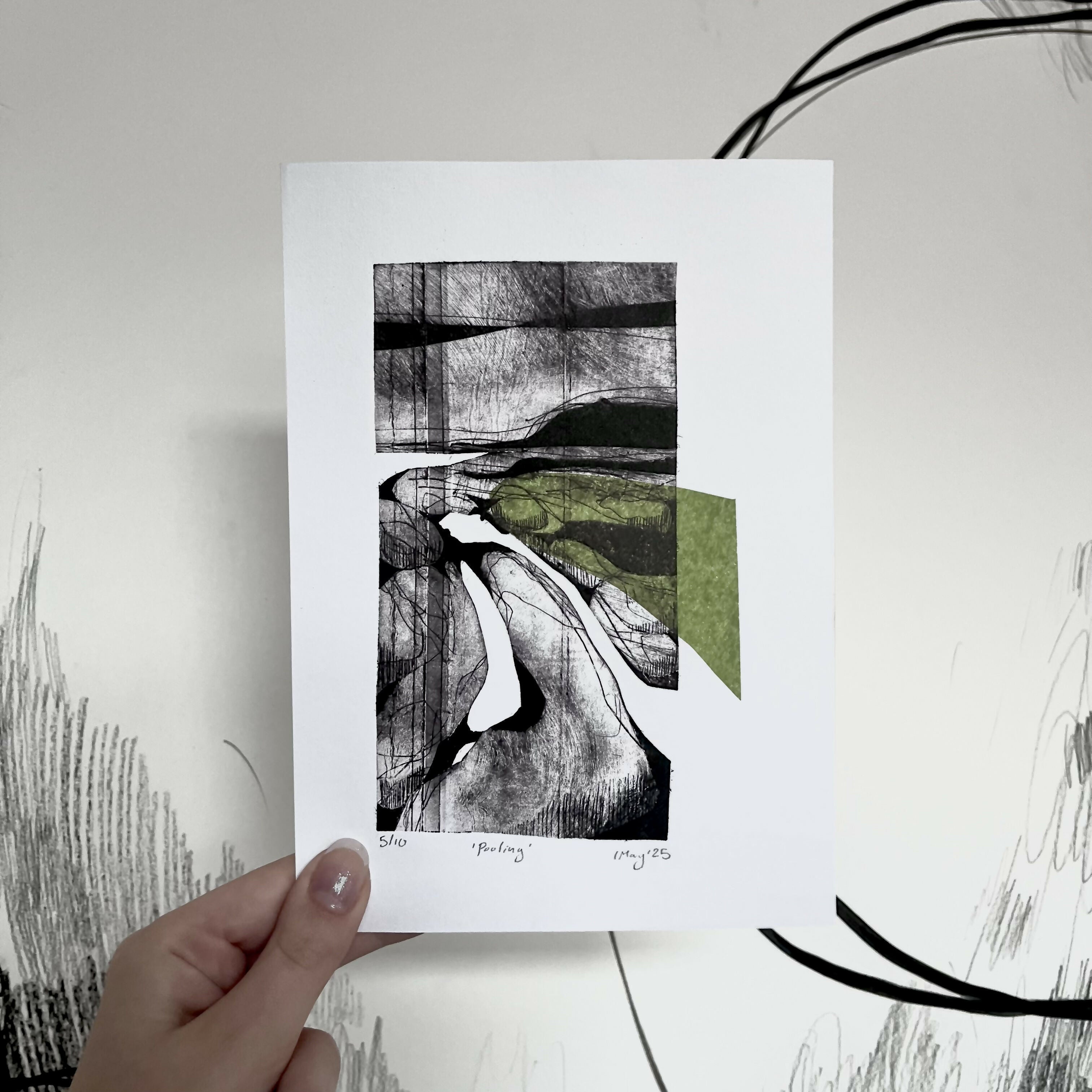 Coastal Rockpool Drypoint Print