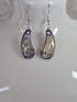 Handcrafted Teardrop Shaped Purple, Lilac, Cream And Black Earrings