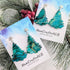 Forest Green Christmas Tree Earrings, Alcohol Ink Art