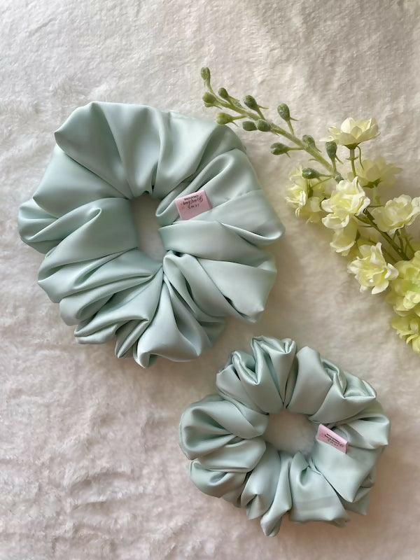 Mint Green Silk Scrunchies