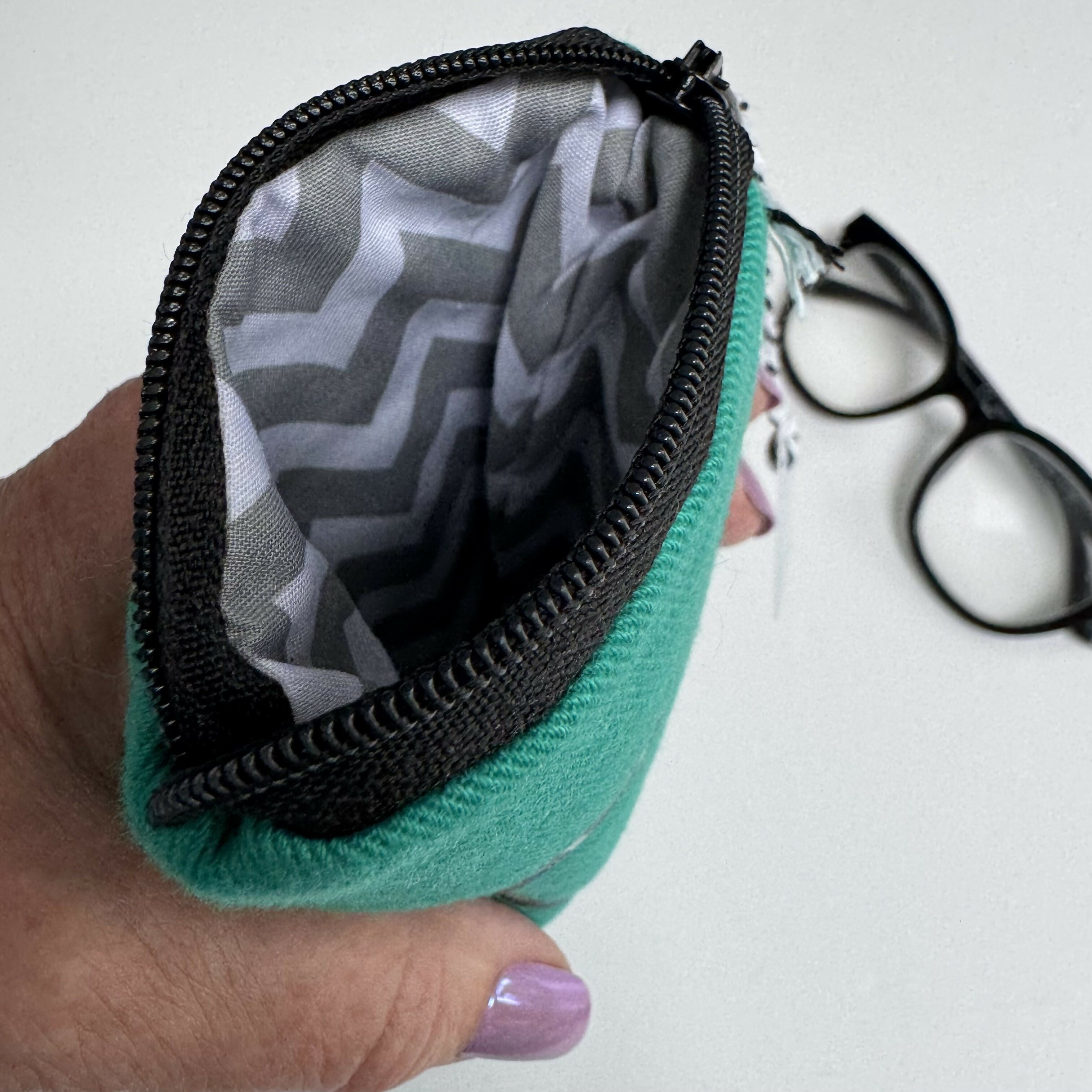 Glasses Case - Green with Animal Print
