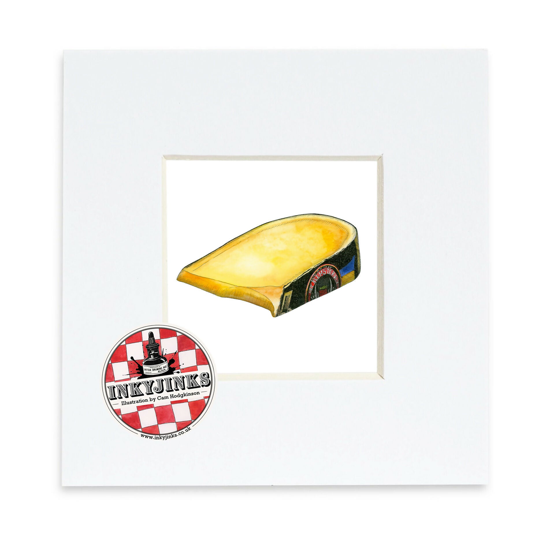 4” x 4” Mini Mounted Giclée Print of Gouda Cheese