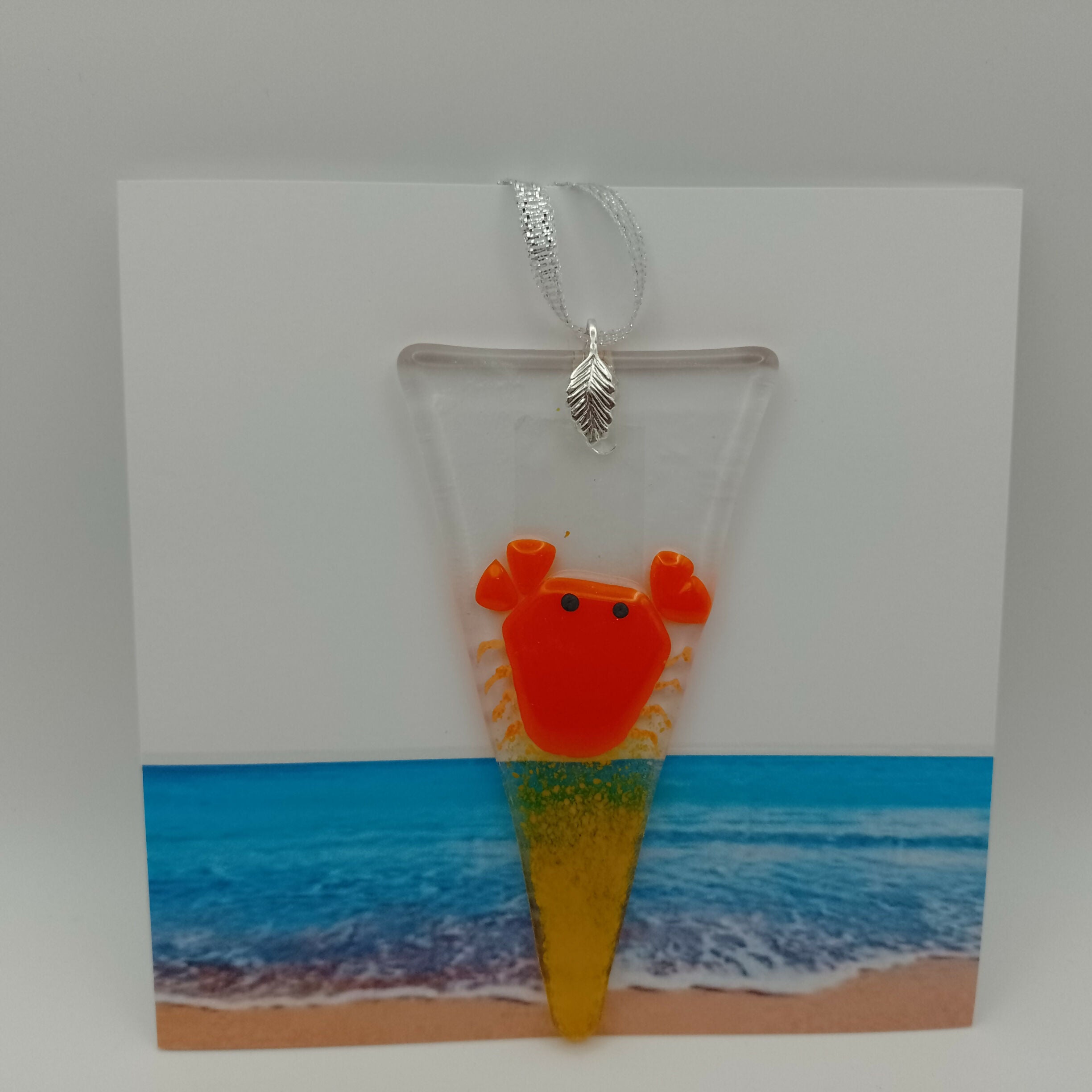 Fused Glass Crab Card