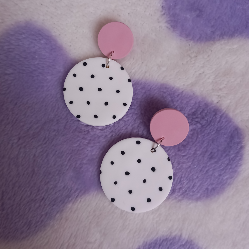 Polymer Clay Spotty Circle Earrings