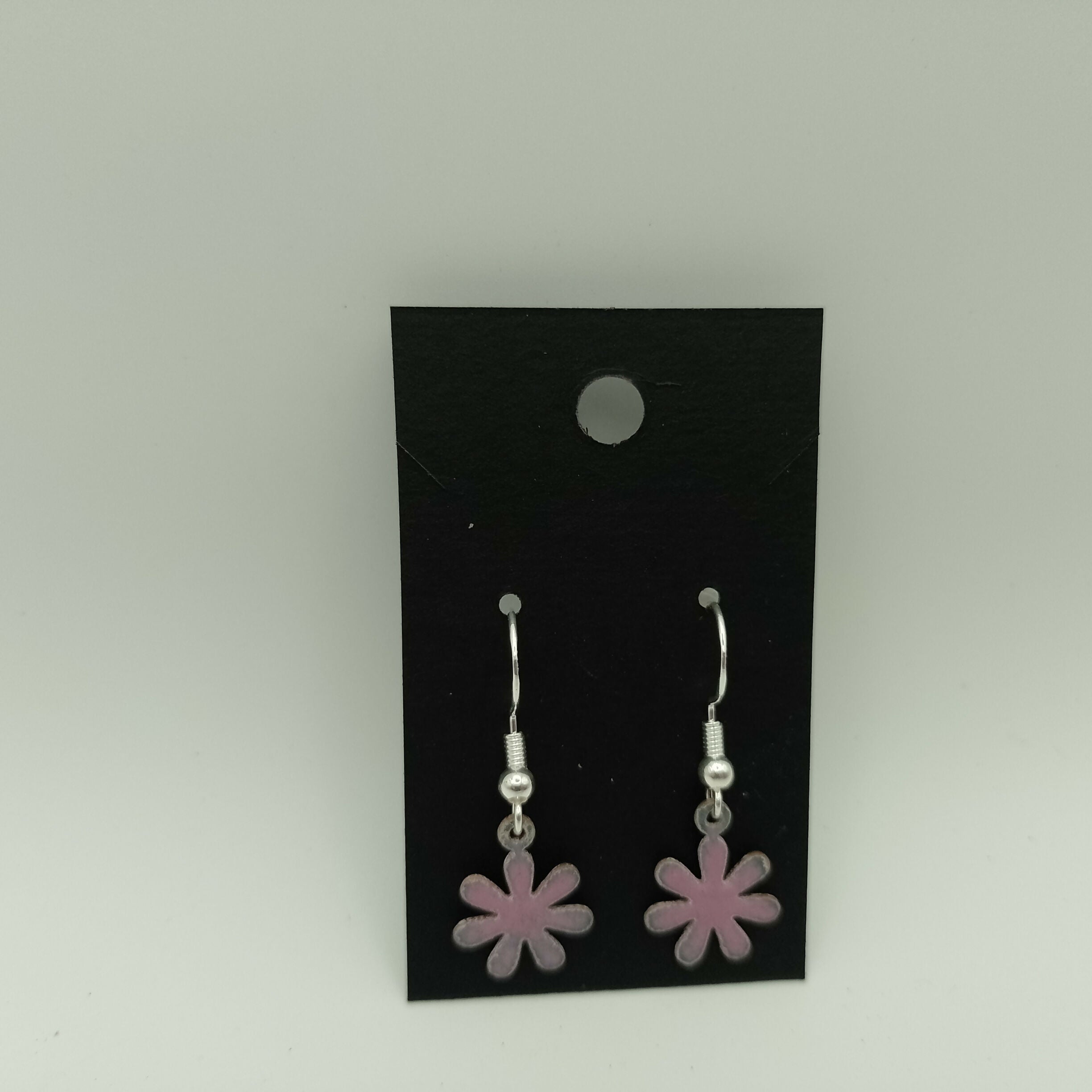 Pink Flower Enamel Earrings