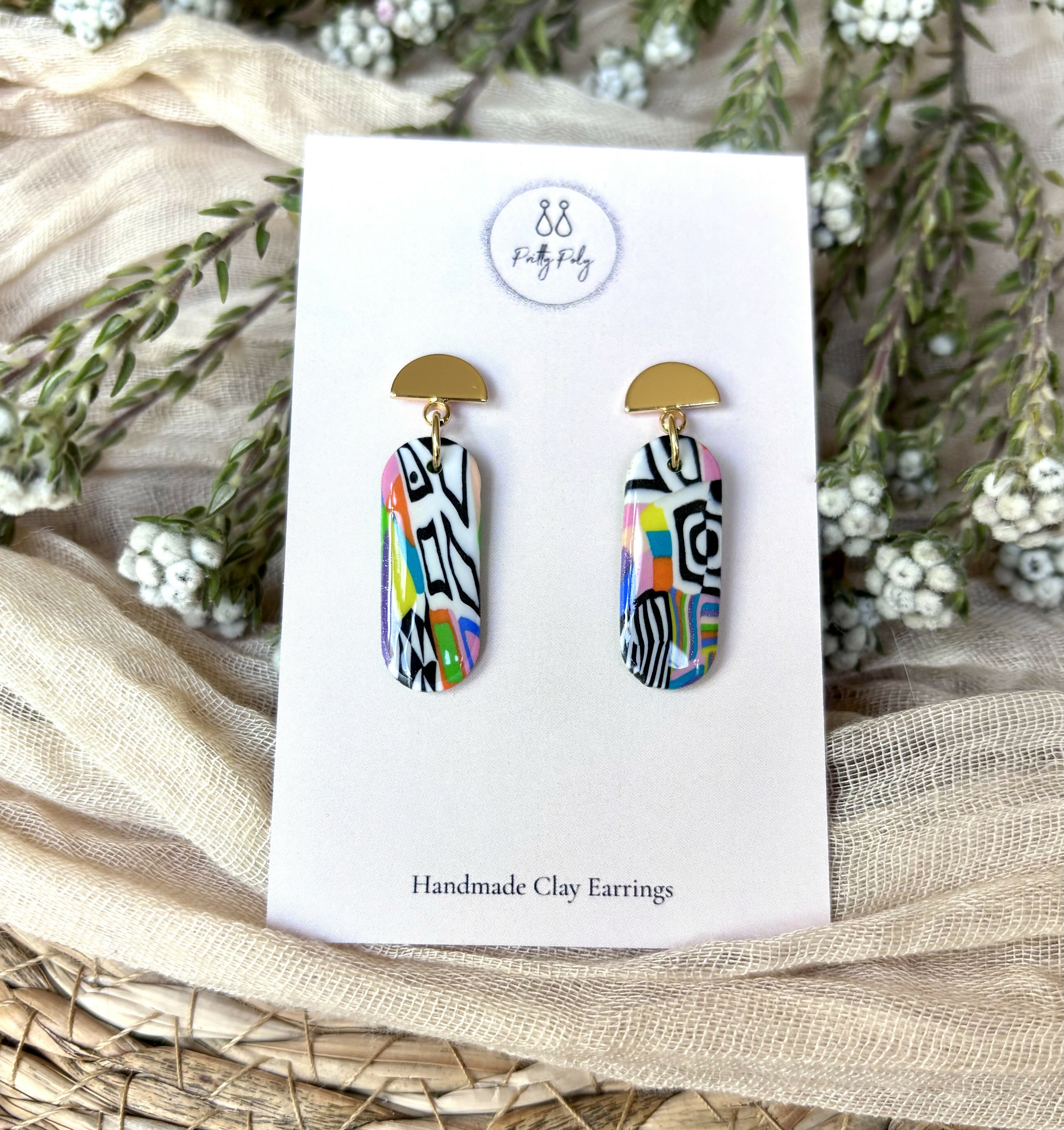 Funky Pattern Collection - Medium Dangles Polymer Clay Earrings
