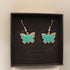 Onyx Green Enamel Butterfly Earrings