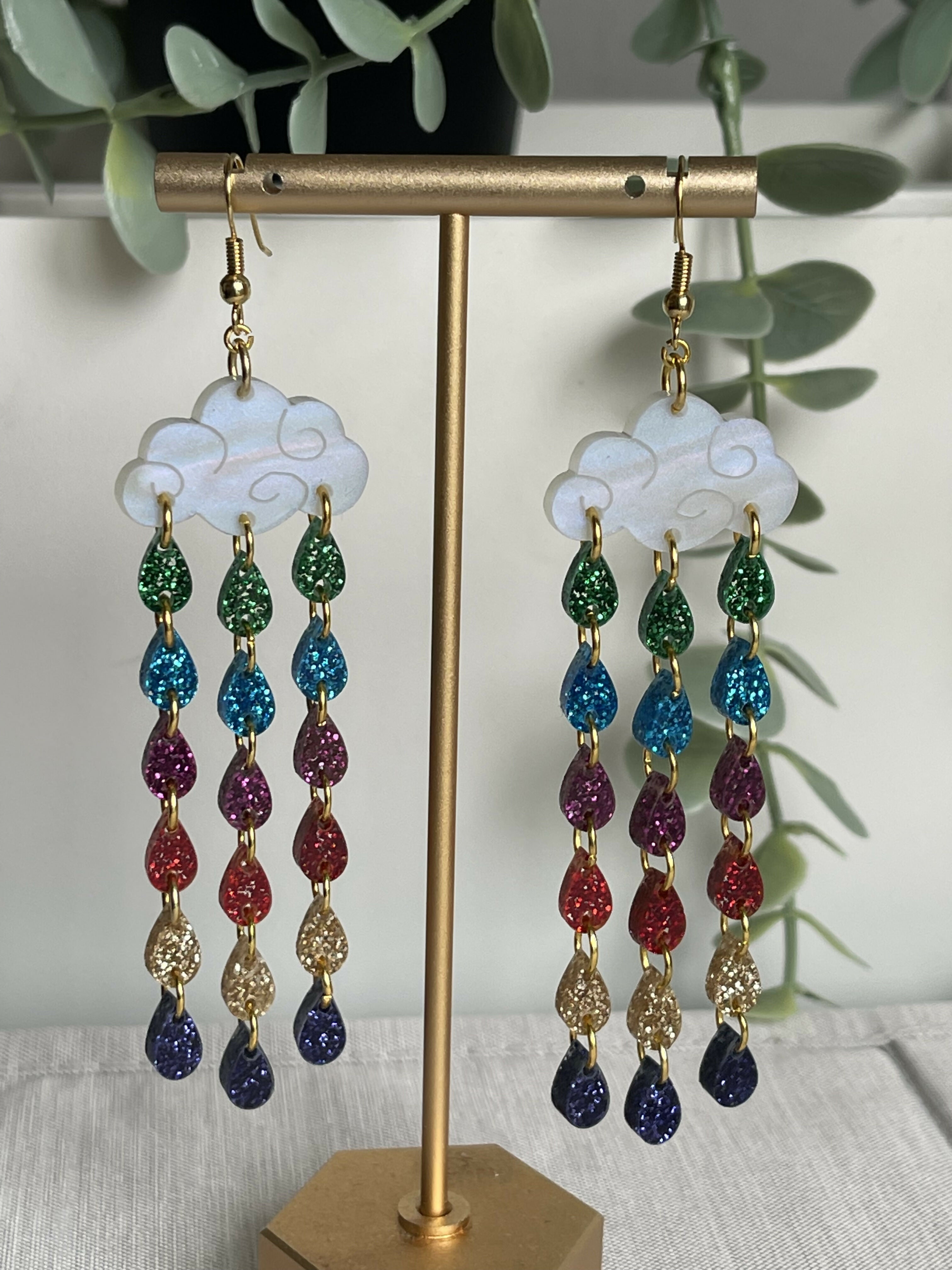 Rainbow Drop Dangly Earrings