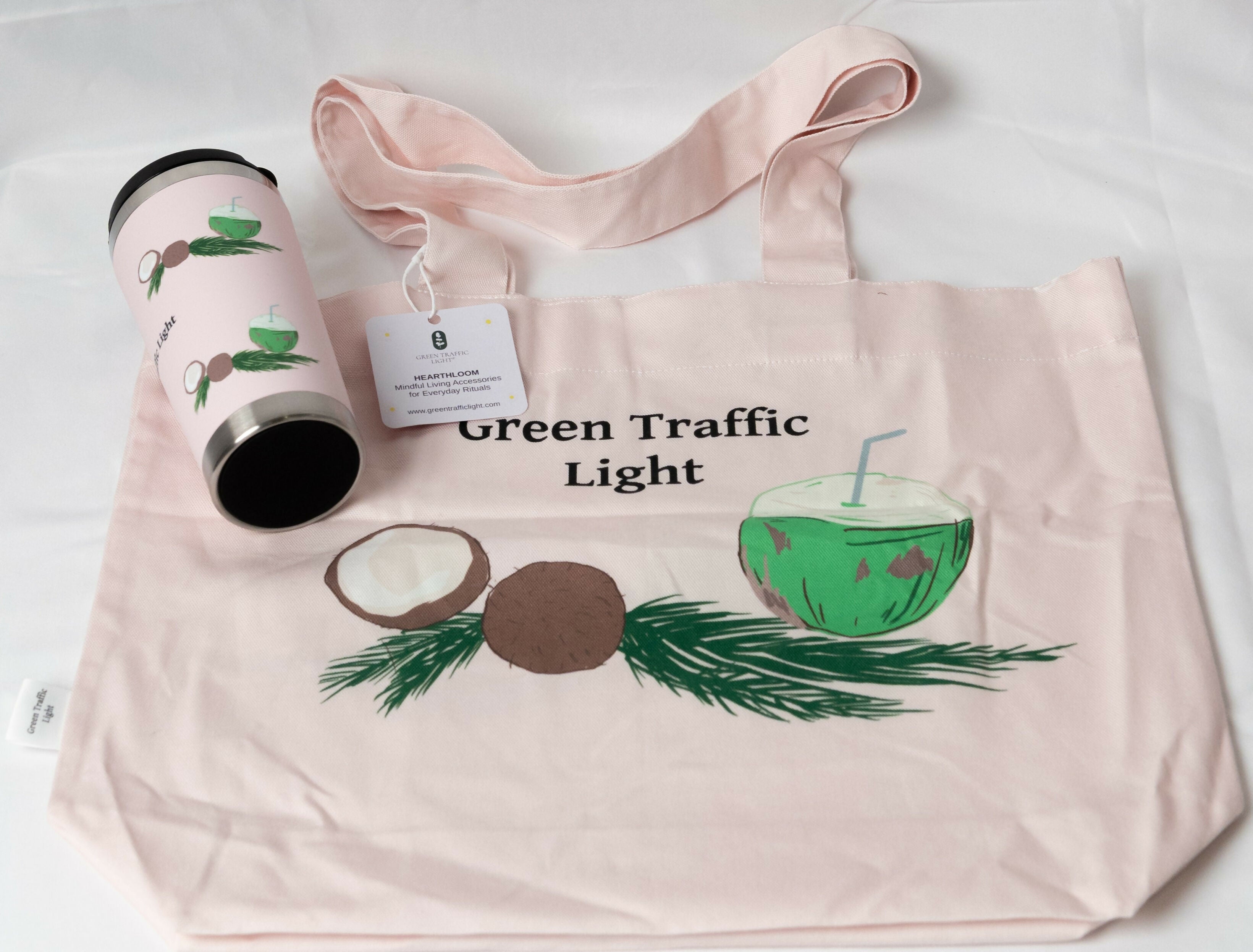Tote Bag + Travel Mug Set Coconut Design By HEARTHLOOM