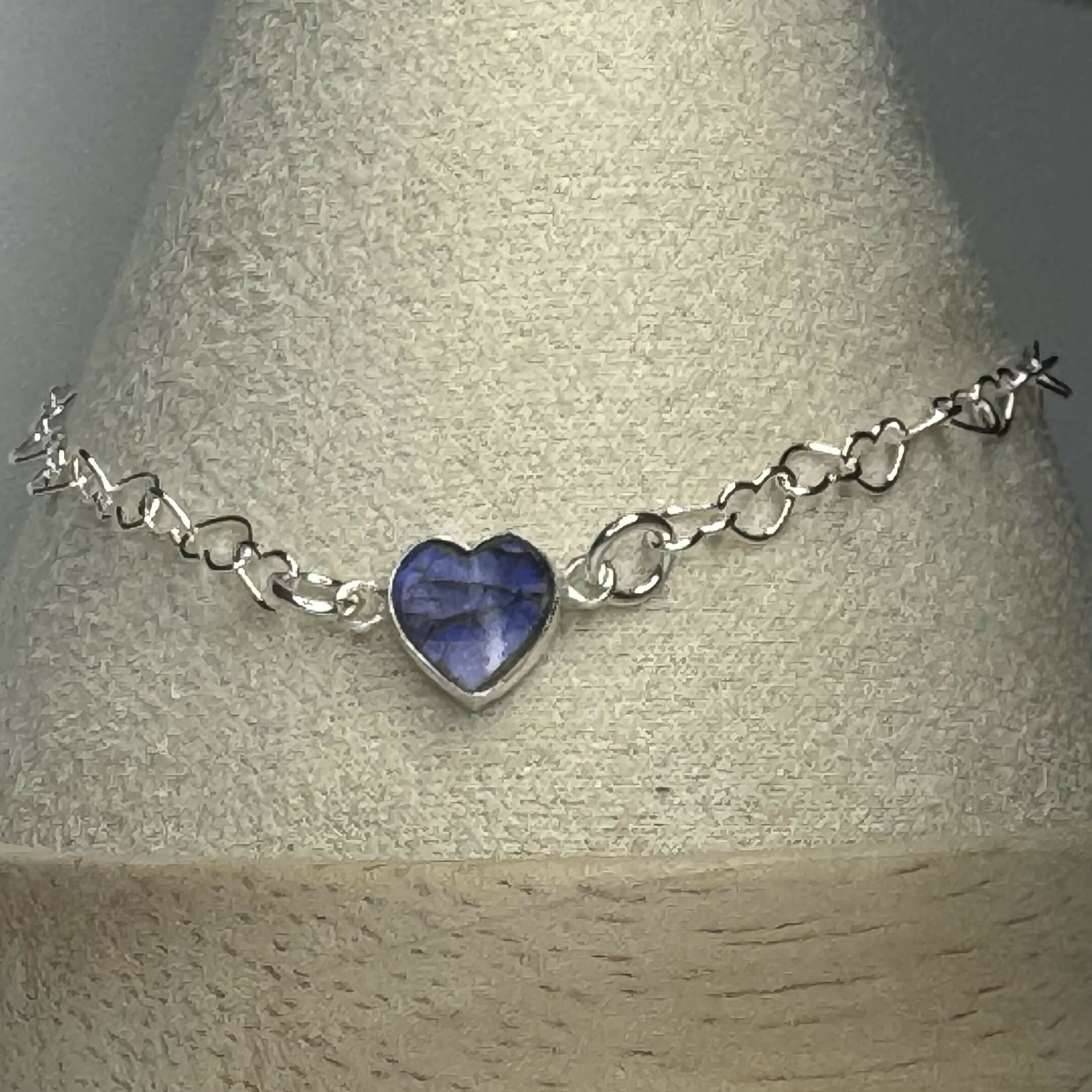Sterling silver and Gemstone heart bracelet