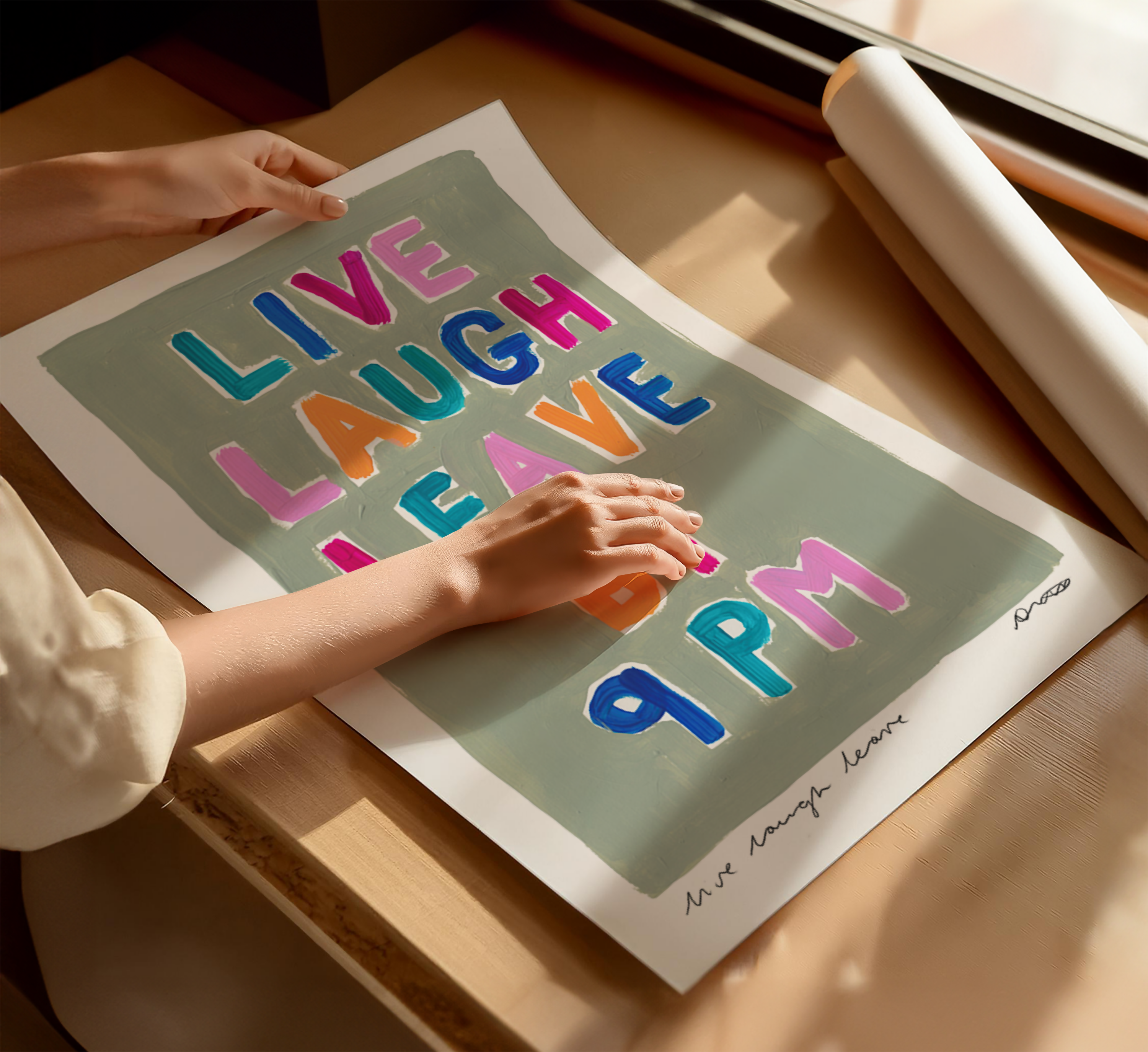 Live Laugh Leave by 9 PM Hand Painted Art Print