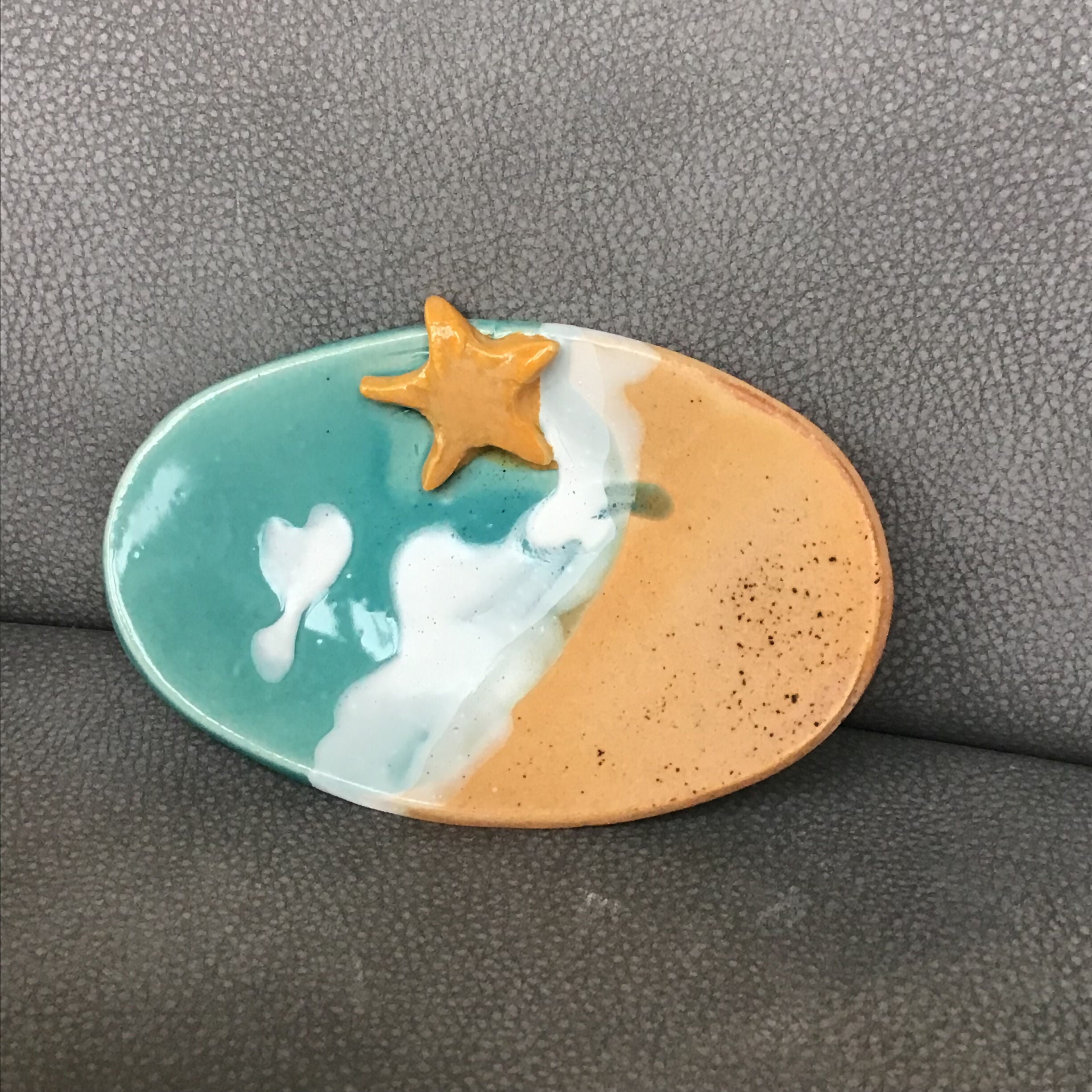Oval Ceramic Beach Starfish Trinket Dish