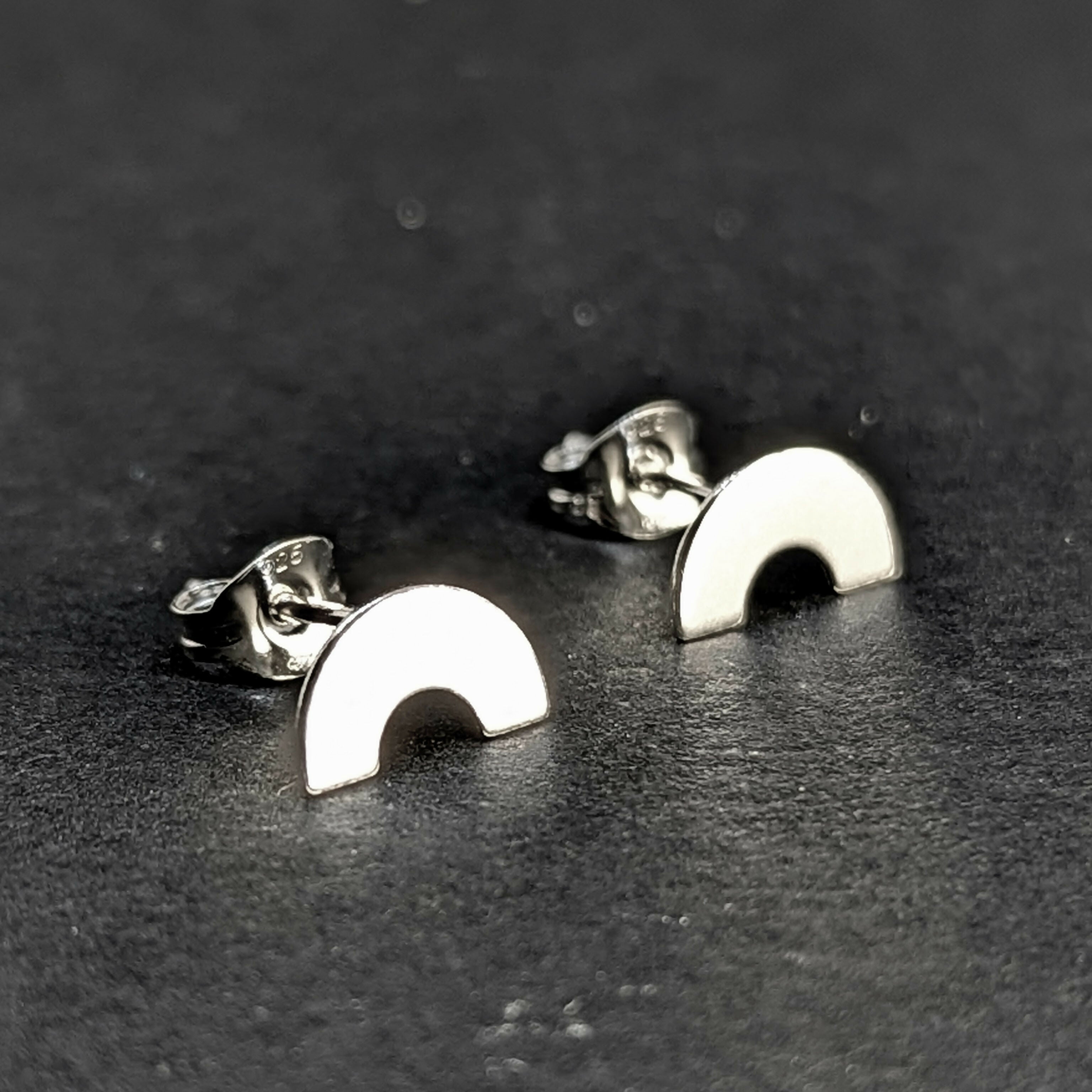 ‘Somewhere’ Sterling Silver Tiny Rainbow Stud Earring