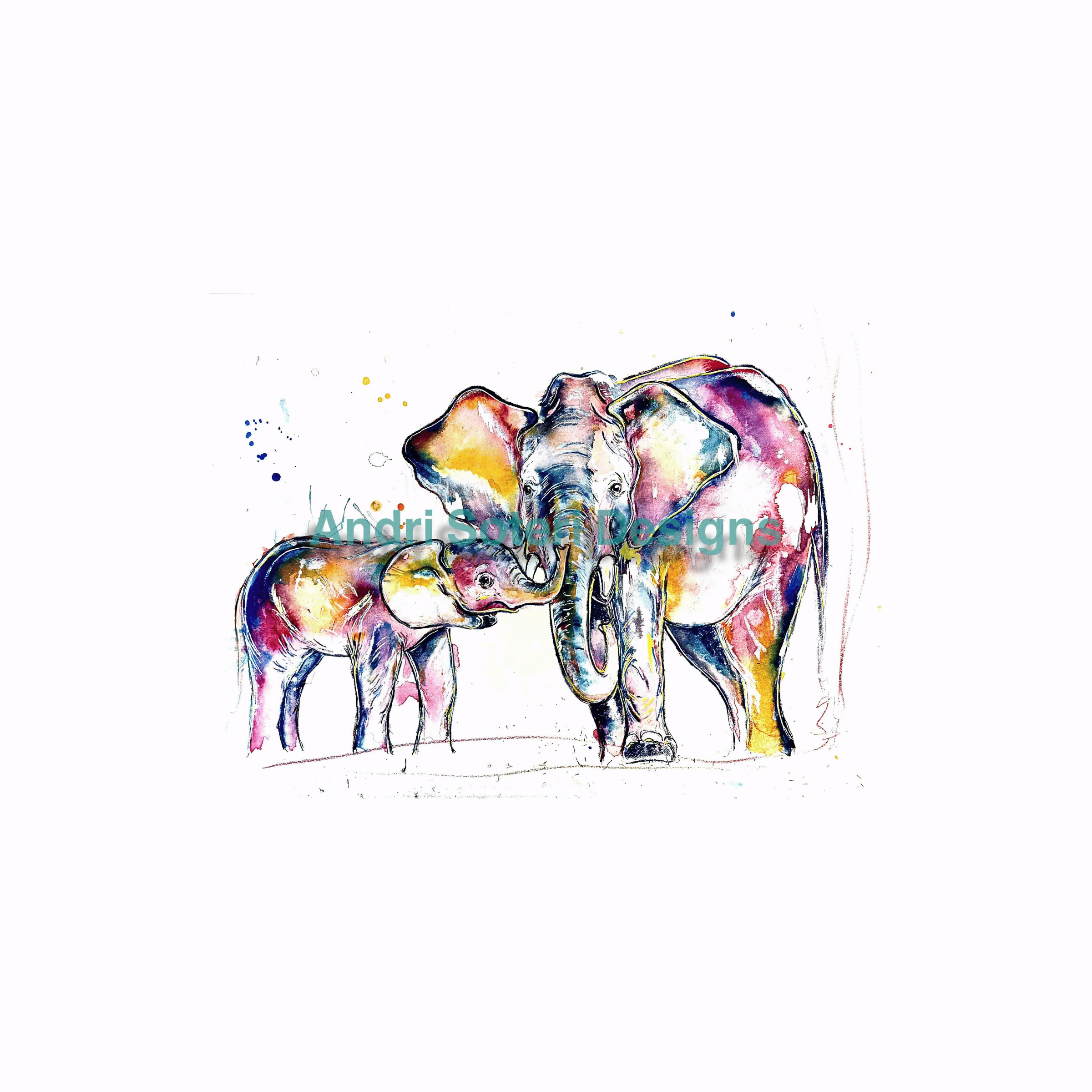 BABY ELEPHANT WITH ADULT PART OF THE 'ANIMAL ART COLLECTION'