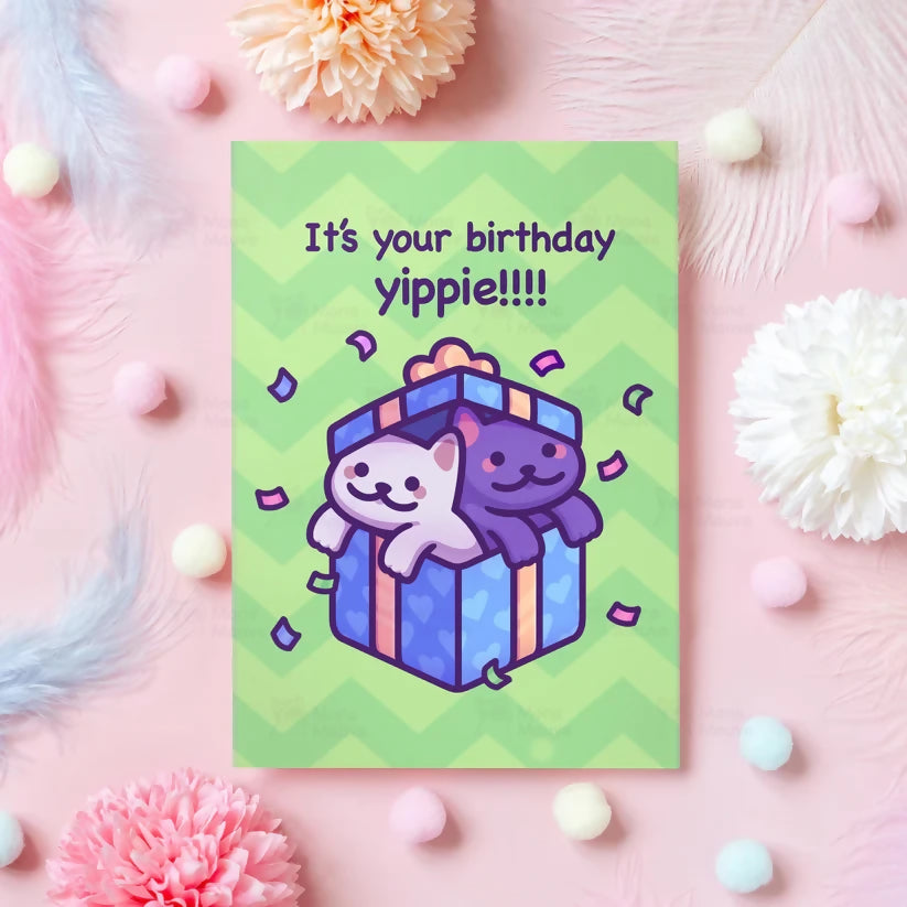 Birthday Yippee - Cats Greetings Card
