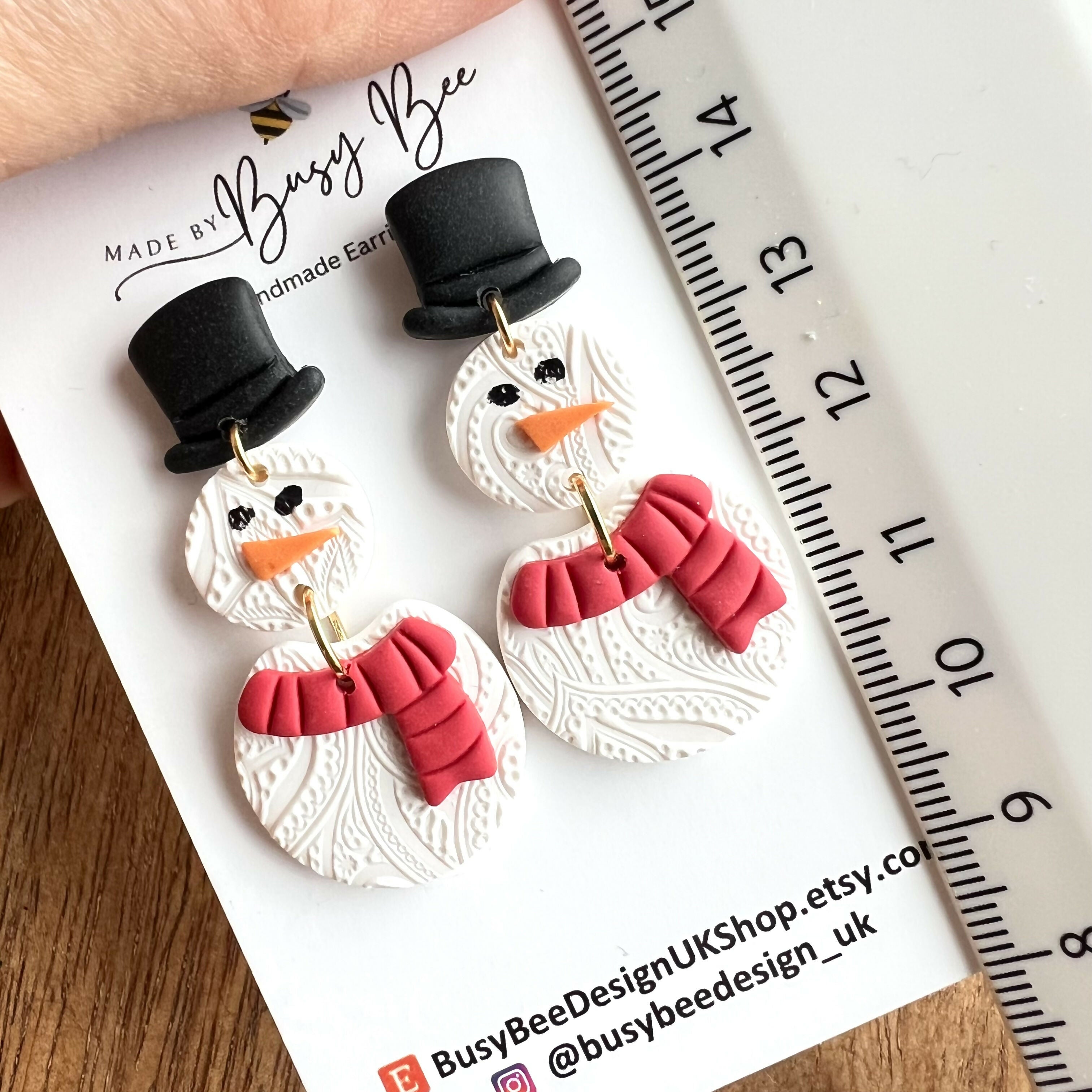 Polymer Clay Christmas Earrings / Handmade Festive Dangles / Xmas Jewellery