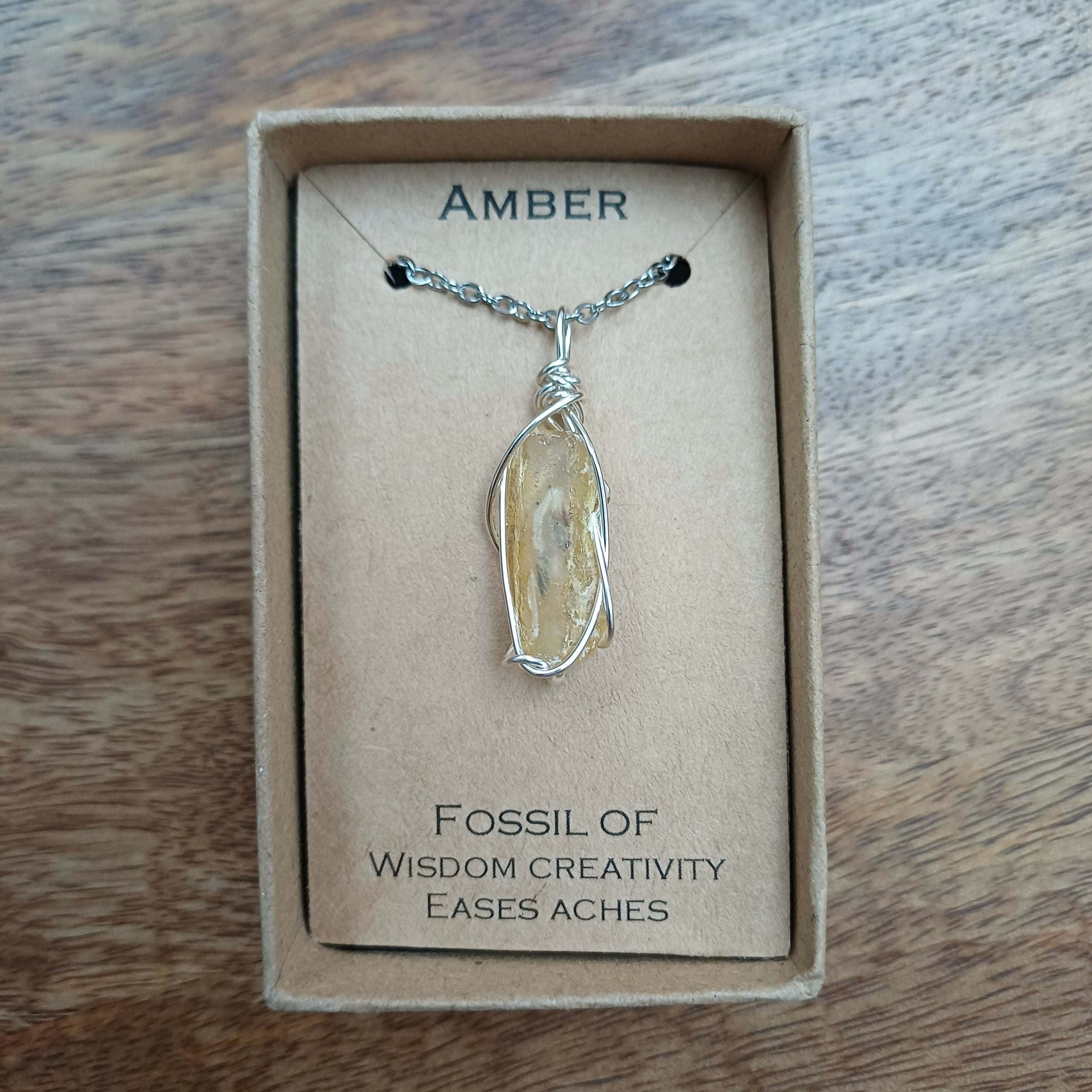 Raw Amber Wire Wrapped Pendant