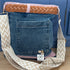 Unique Handcrafted Denim Bag Handbag Made From Upcycled Jeans With Leather Belt