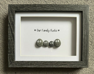 Our family Rocks with pebble faces - Small
