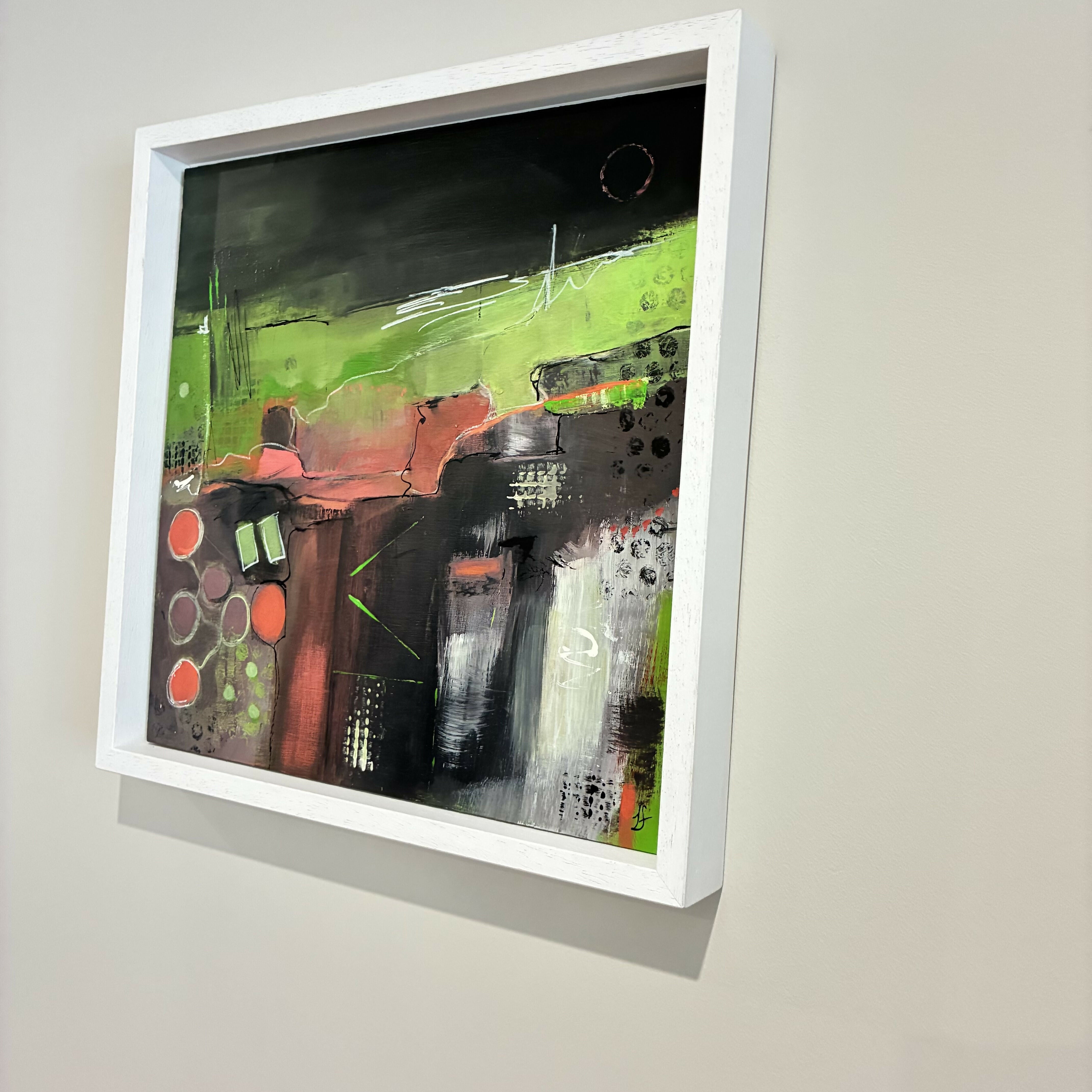 Abstract Landscape Acrylic Painting On Wood Panel In Tray Frame 'Let's Go'