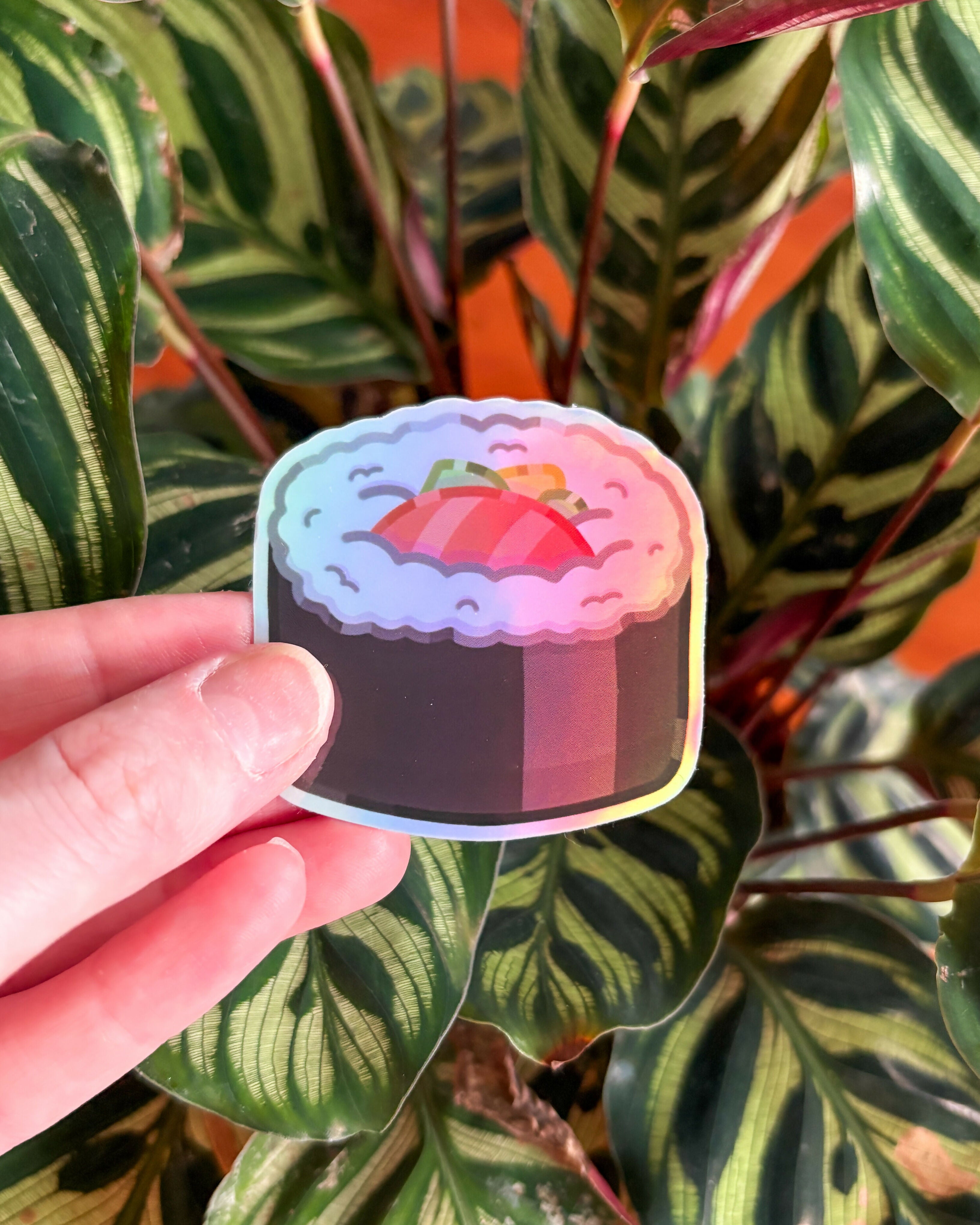 Sushi Roll Holographic Vinyl Sticker
