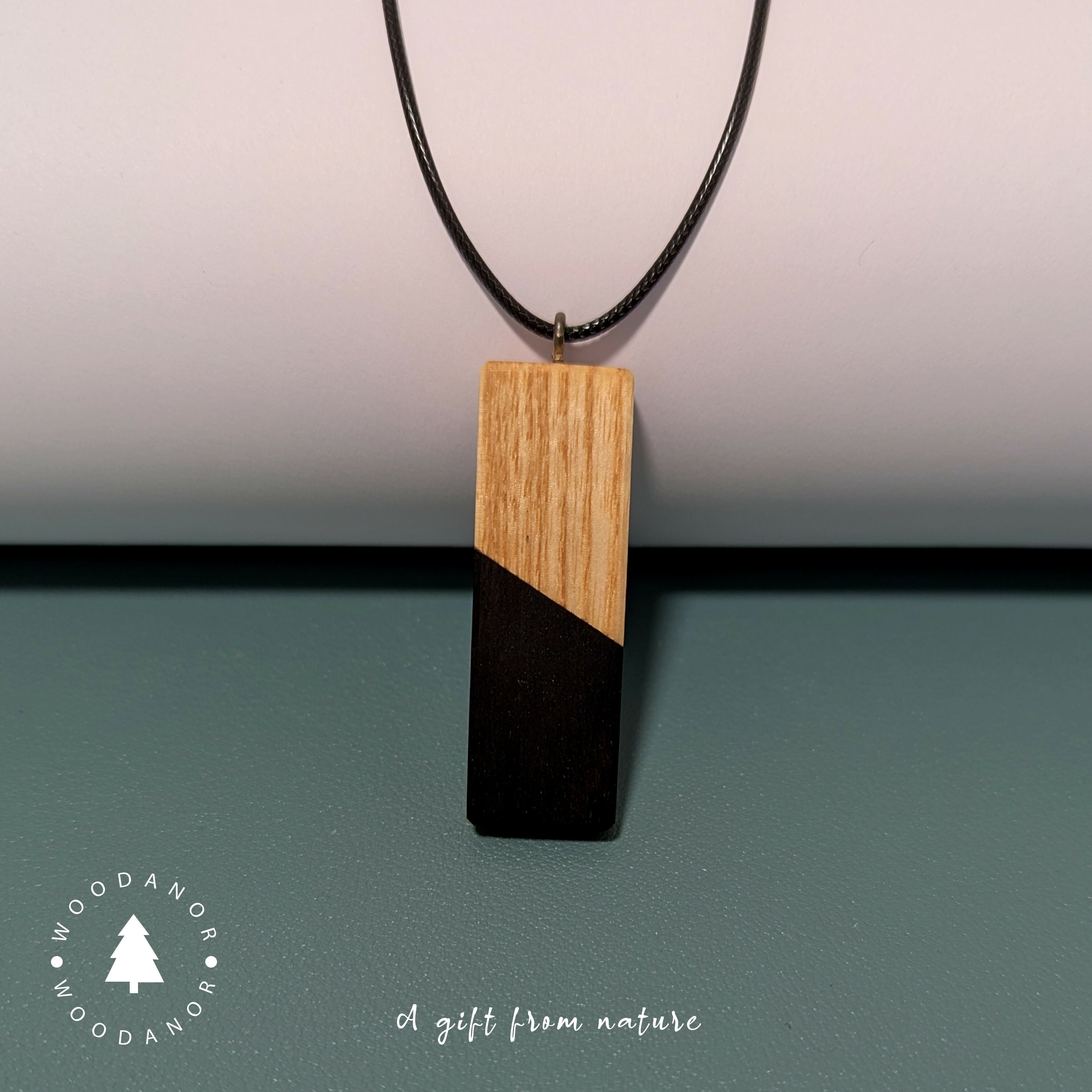 Two-Tone Wood Pendant Necklace